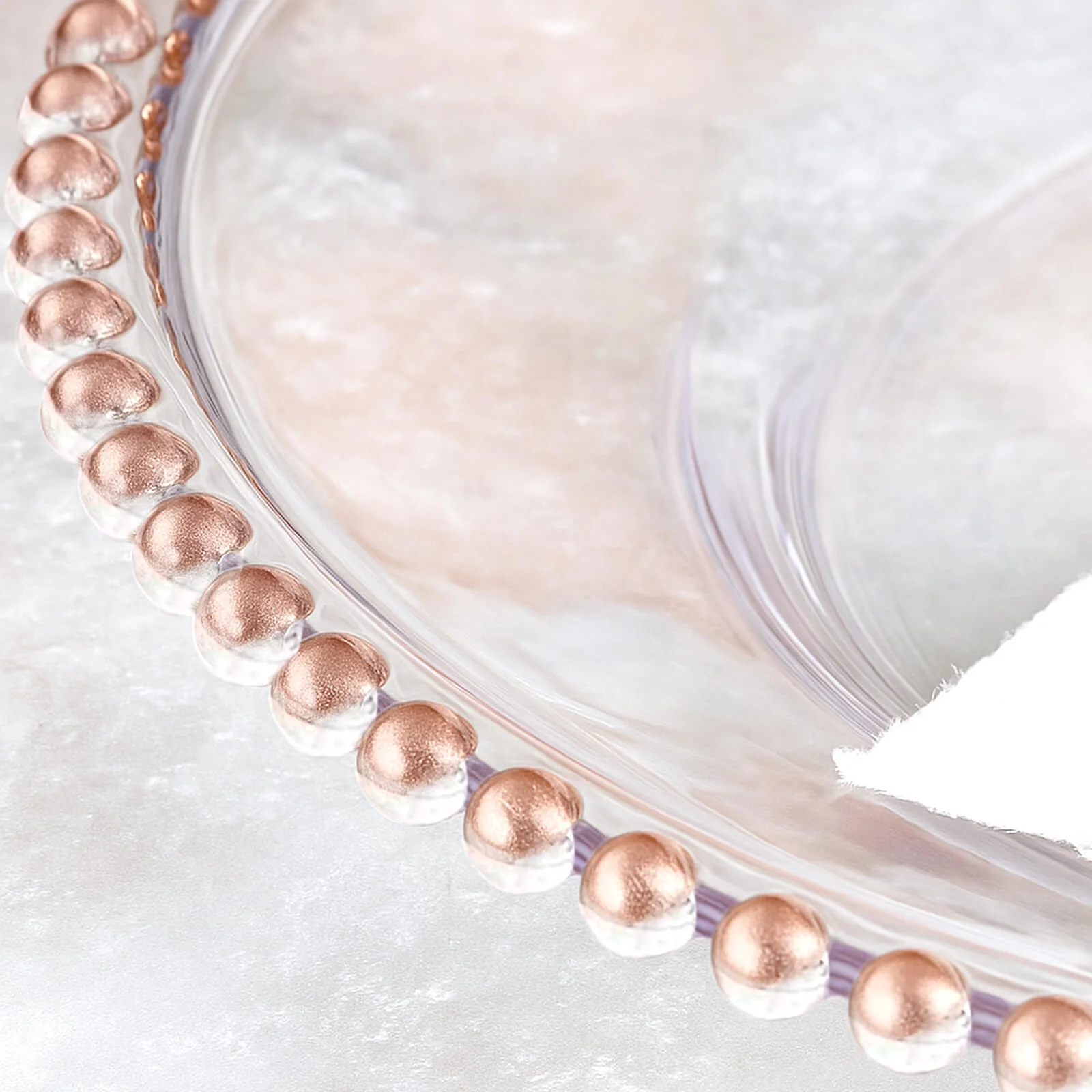 6-Pack Acrylic Charger Plates 13" Round Clear with Rose Gold Beaded Rim - Decorative Dinner Party Serving Plates - Image 7
