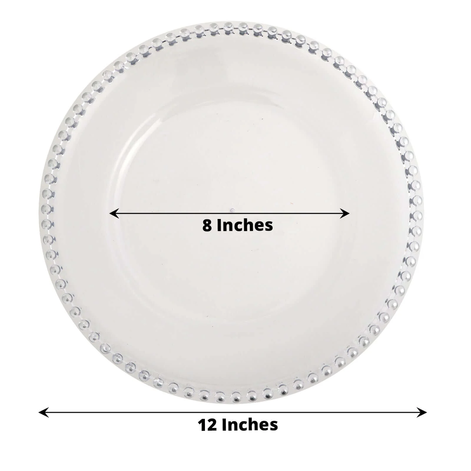 6-Pack Acrylic Charger Plates 13" Round Clear with Silver Beaded Rim - Decorative Dinner Party Serving Plates - Image 2