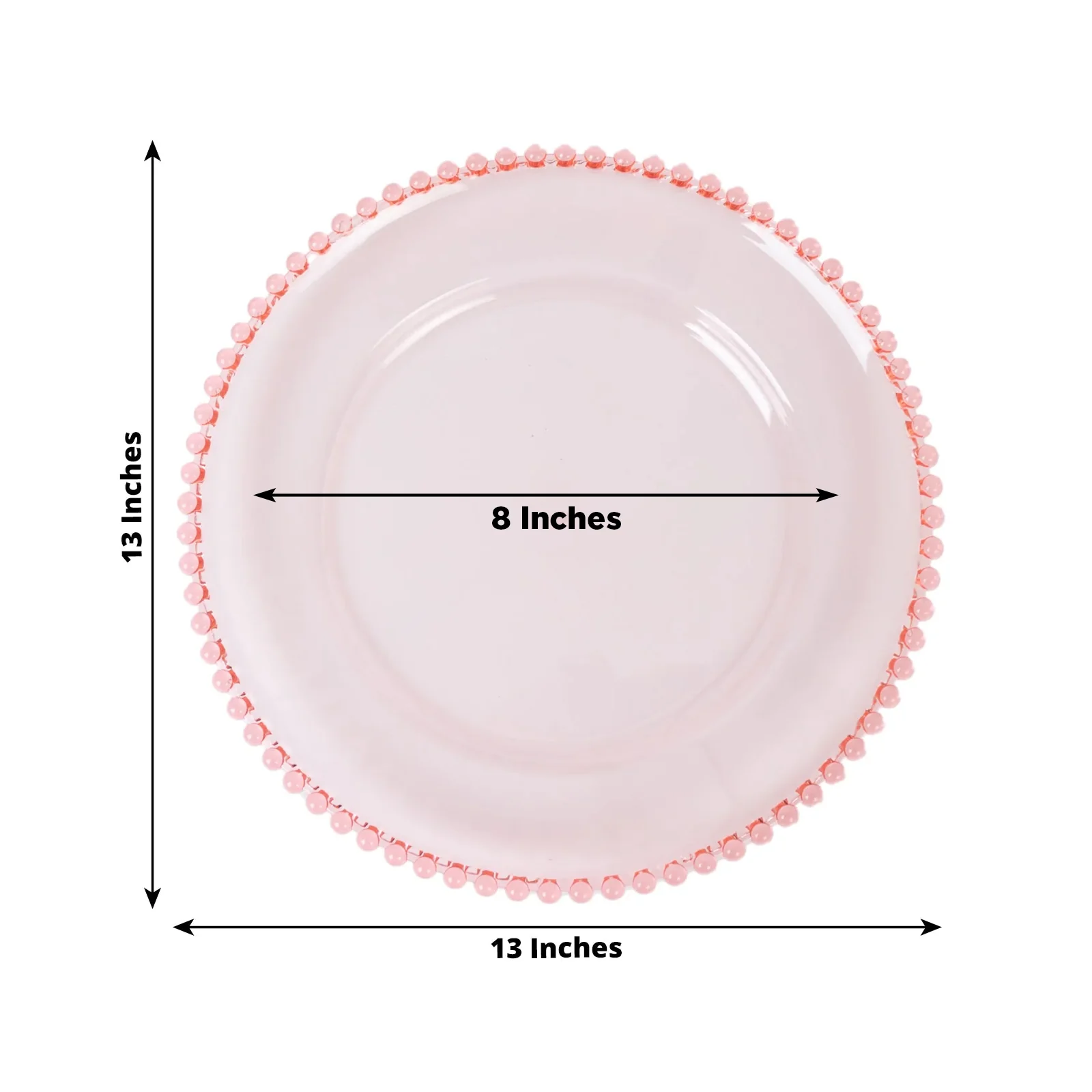 6-Pack Acrylic Charger Plates 13" Round Transparent Blush with Beaded Rim - Decorative Dinner Party Serving Plates - Image 2