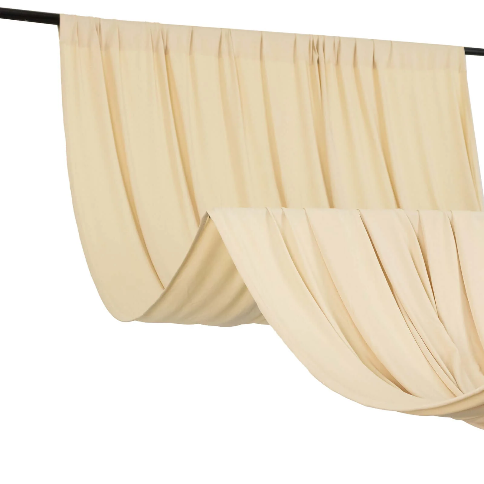 Beige 4-Way Stretch Spandex Backdrop Drape Curtain, Wrinkle Free Event Divider Panel with Rod Pockets - 5ftx10ft - Image 2