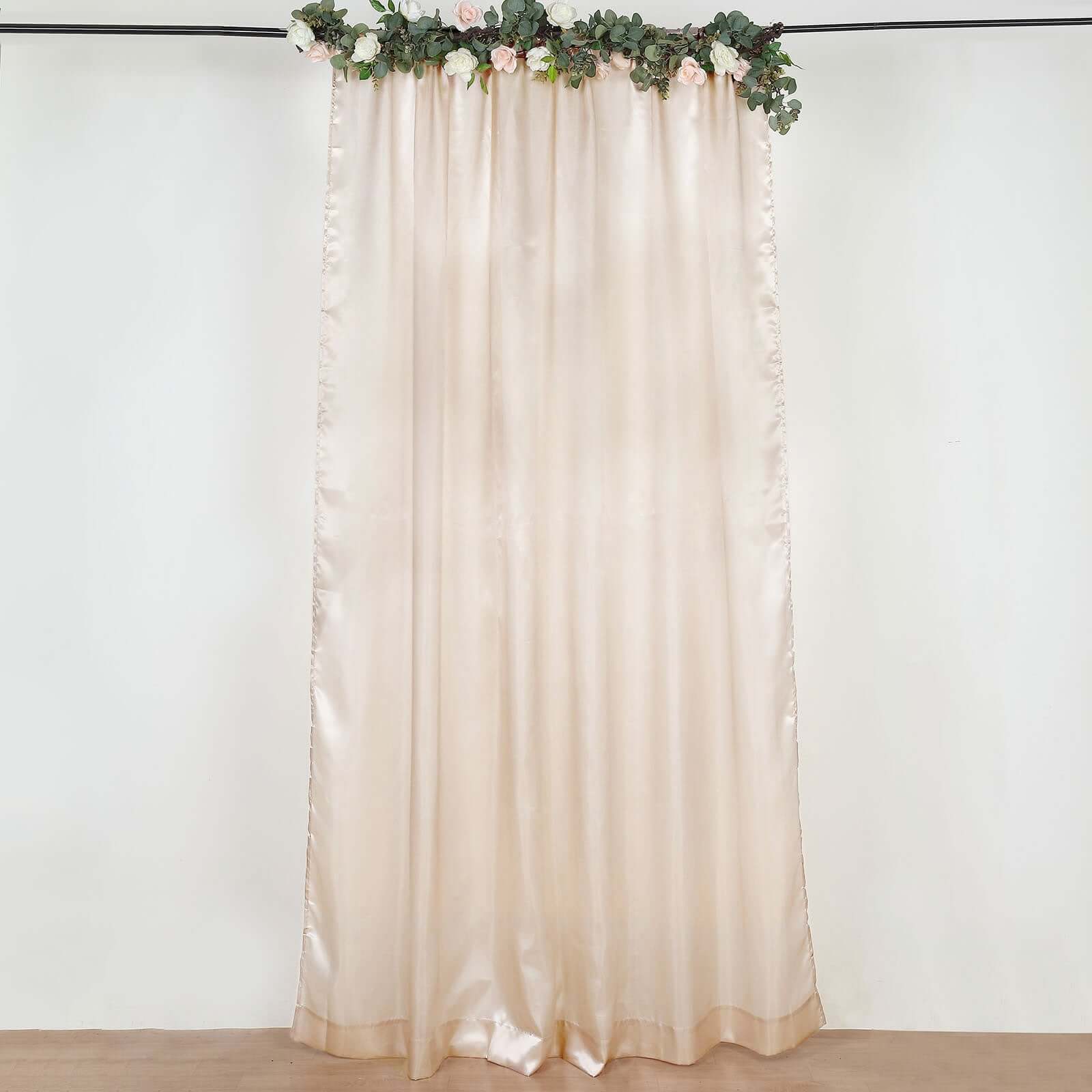 Beige Satin Backdrop Drape Curtain, Photo Booth Event Divider Panel - 8ftx10ft - Image 6