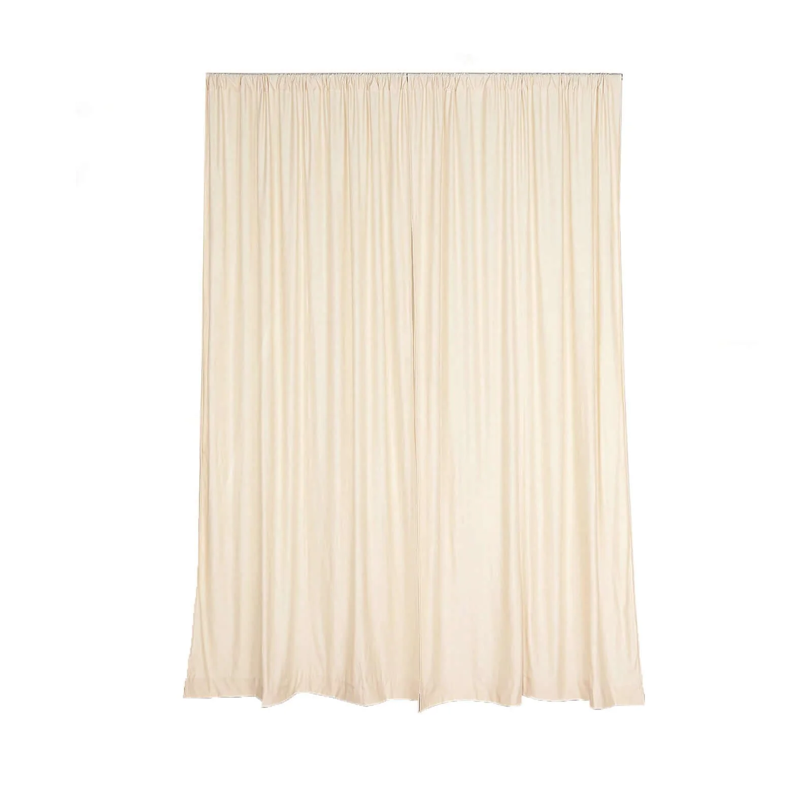 2 Pack 5ftx10ft Beige Scuba Polyester Backdrop Drape Curtains, Durable Flame Resistant Event Divider Panels Wrinkle Free With Rod Pockets - Image 2