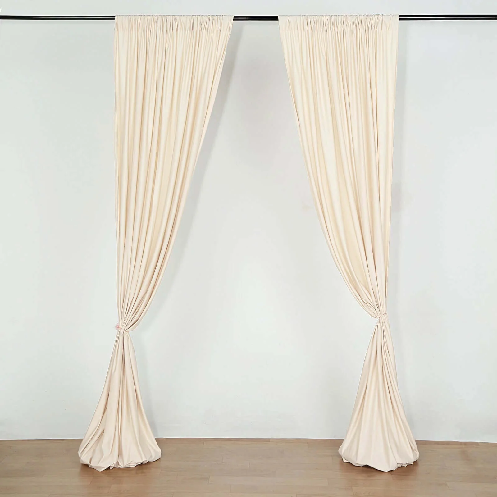 2 Pack 5ftx10ft Beige Scuba Polyester Backdrop Drape Curtains, Durable Flame Resistant Event Divider Panels Wrinkle Free With Rod Pockets - Image 6