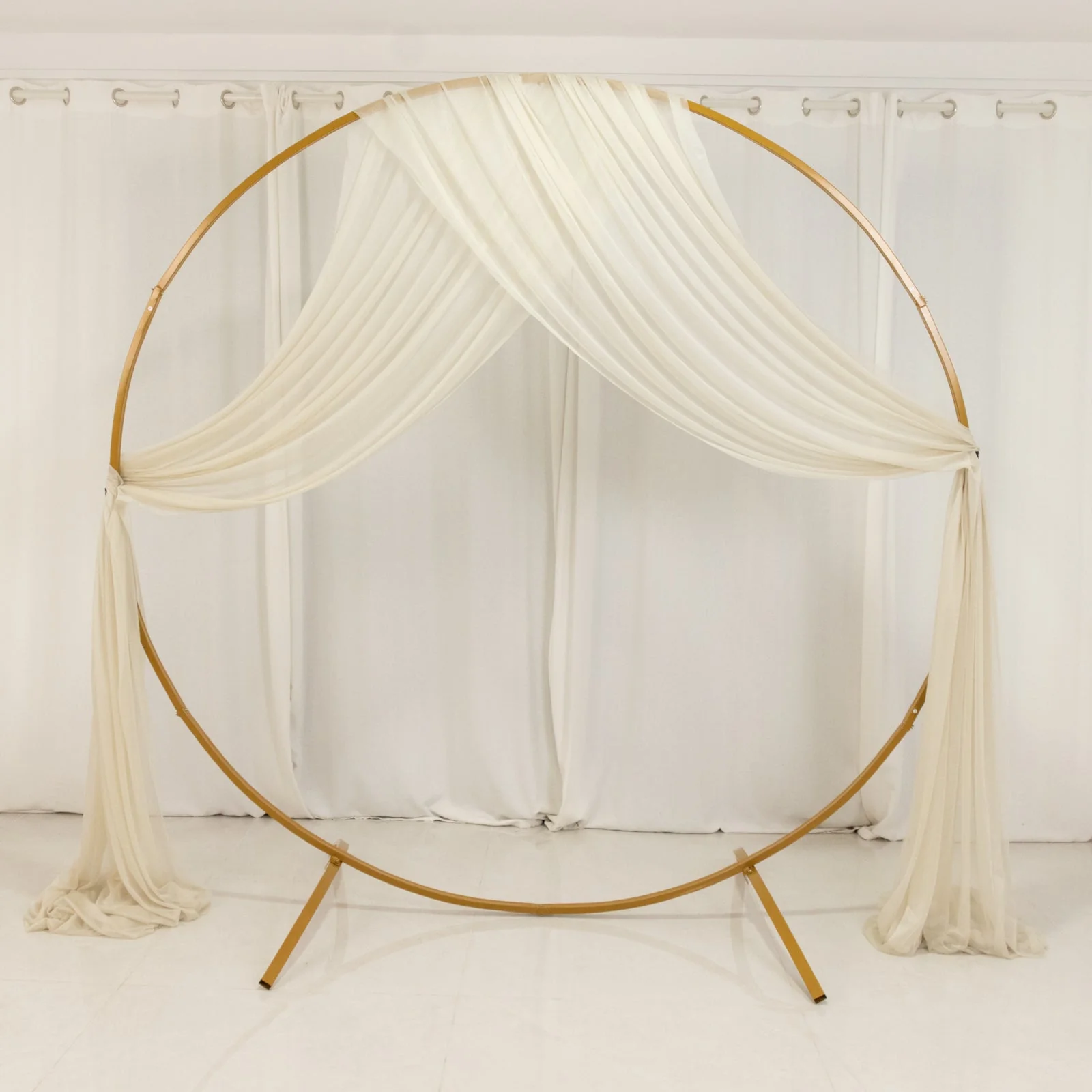 Sheer Wedding Arch Drape – 5ftx32ft Beige Sheer Curtain Backdrop, Ceiling Drapery Panel - Image 2