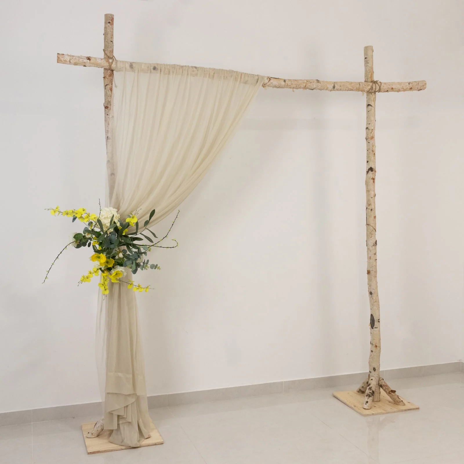 Sheer Wedding Arch Drape – 5ftx14ft Beige Sheer Curtain Backdrop, Ceiling Drapery Panel