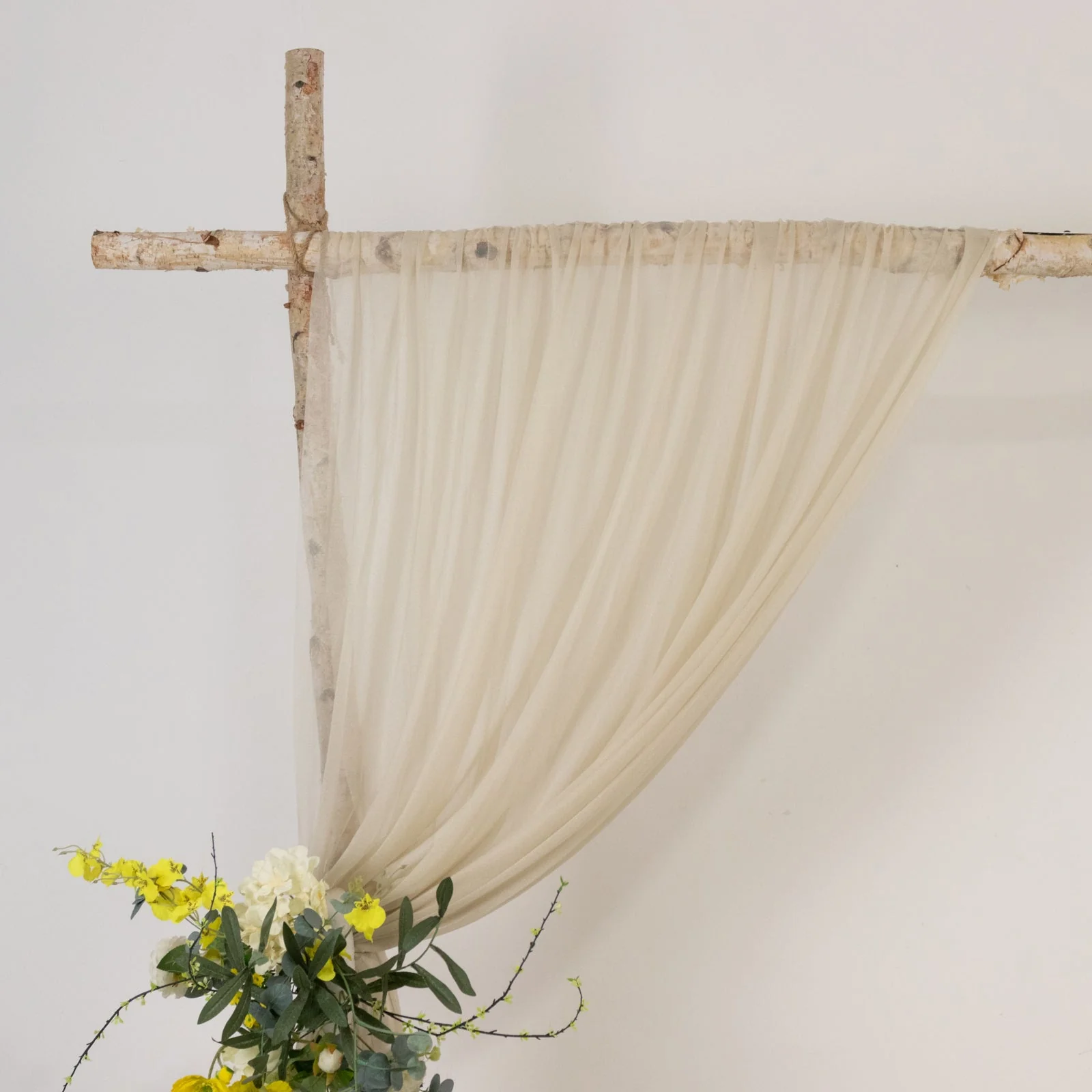 Sheer Wedding Arch Drape – 5ftx14ft Beige Sheer Curtain Backdrop, Ceiling Drapery Panel - Image 3
