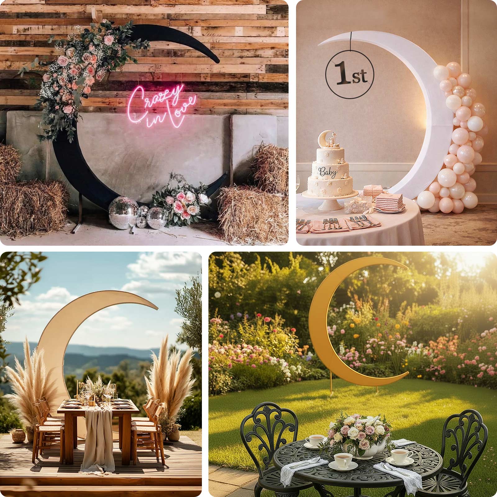 Beige Spandex Crescent Moon Chiara Backdrop Stand Cover, Custom Fitted Wedding Arch Cover - 7.5ft - Image 5