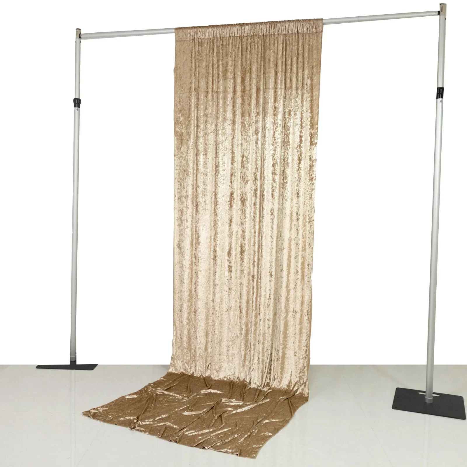 Crushed Velvet Backdrop Curtain – Beige 5ft x 12ft Event Drape with Rod Pocket, Privacy Panel for Photo Booths & Events - Image 2