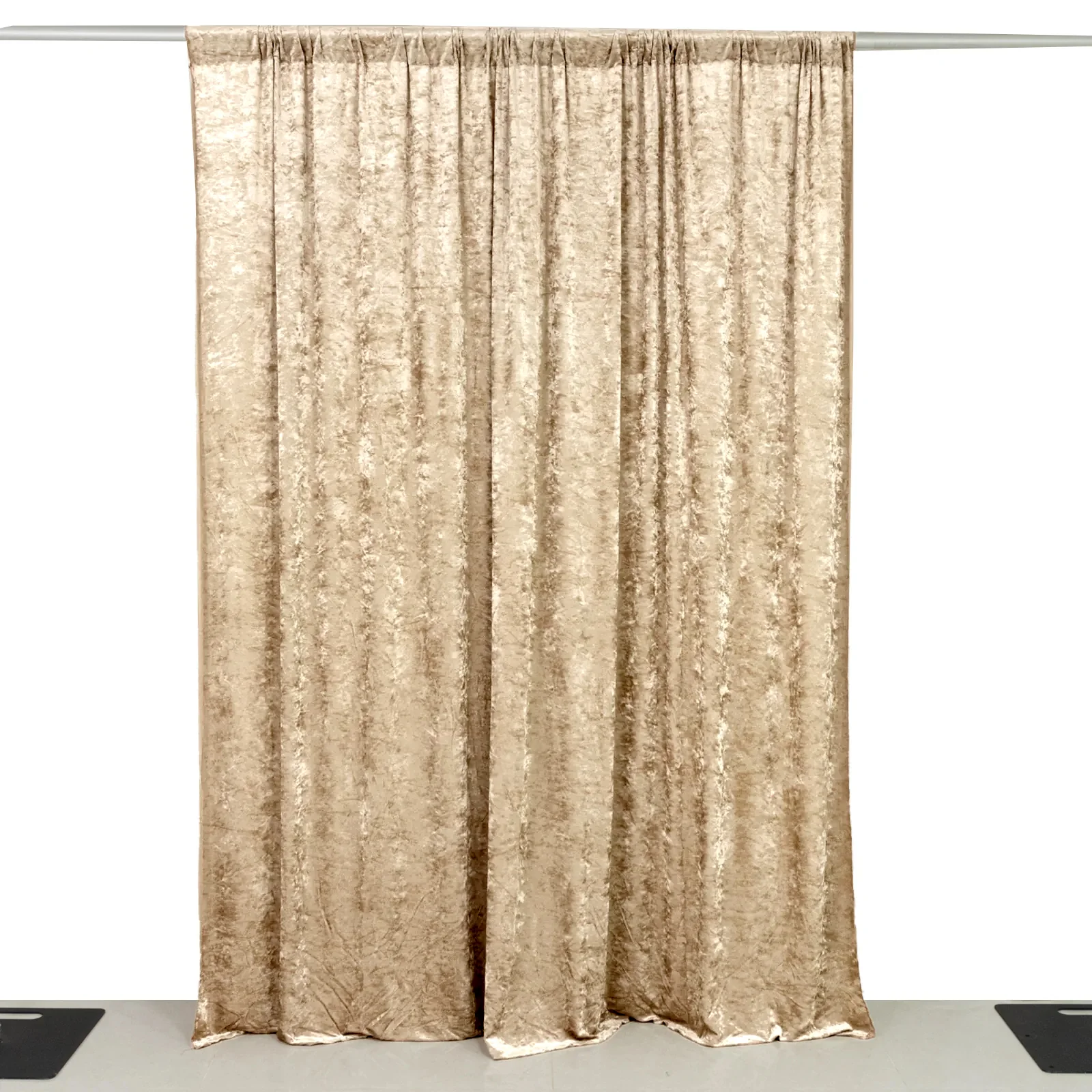 Crushed Velvet Backdrop Curtain – Beige 8ft x 8ft Event Drape with Rod Pocket, Privacy Panel for Photo Booths & Events - Image 2
