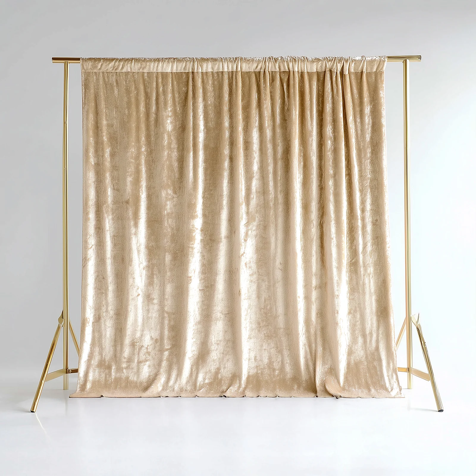 Crushed Velvet Backdrop Curtain – Beige 8ft x 8ft Event Drape with Rod Pocket, Privacy Panel for Photo Booths & Events - Image 3