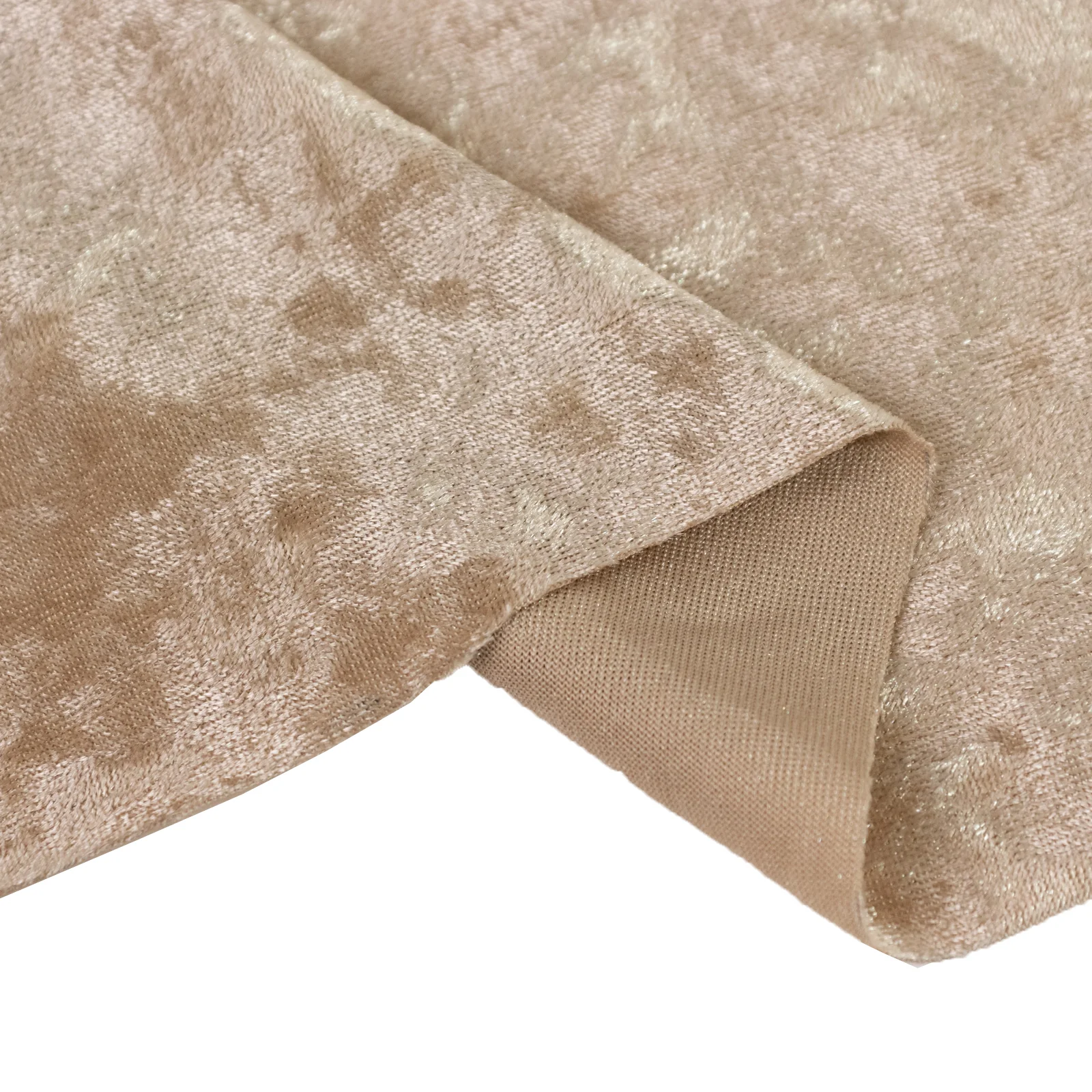 Beige Crushed Velvet Fabric Bolt, DIY Craft Fabric Roll - 65"x5 Yards - Image 2