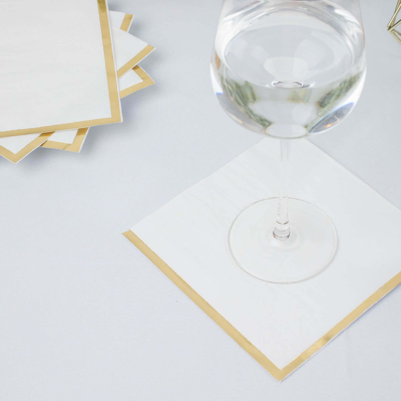 50-Pack Paper Beverage Napkins 2 Ply White with Gold Foil Edge 6.5"x6.5" - Soft Disposable Cocktail Napkins - Image 5