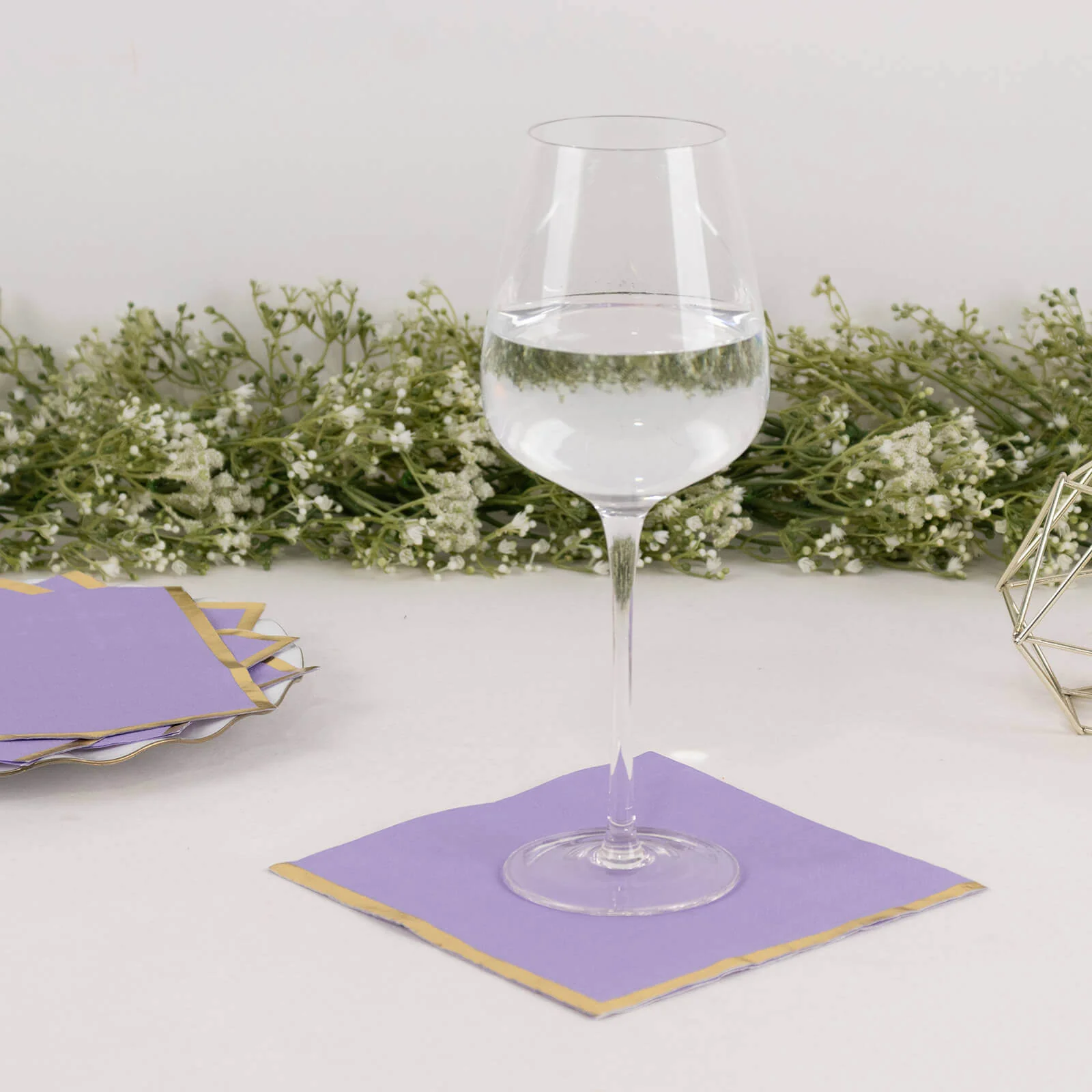 50-Pack Paper Beverage Napkins 2 Ply Lavender with Gold Foil Edge 6.5"x6.5" - Soft Disposable Cocktail Napkins - Image 5