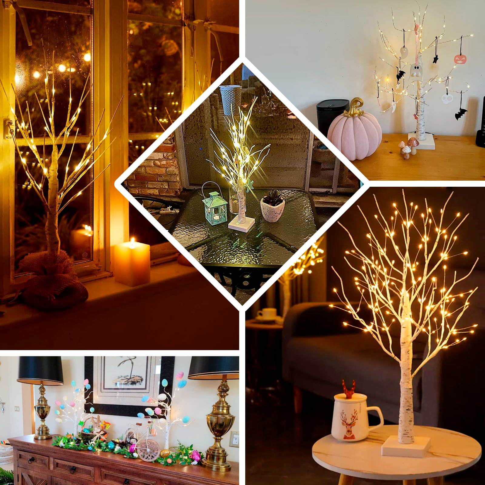 Lighted Birch Tree 2ft Battery Operated White Warm White - Rechargeable LED Fairy Lights Table Lamp - Image 5