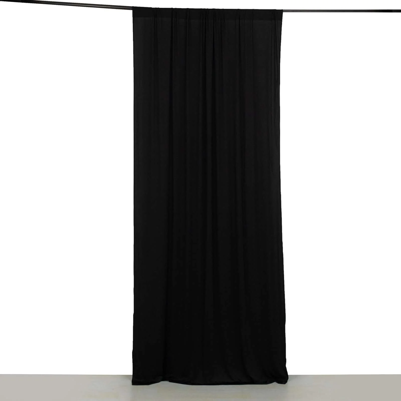 Black 4-Way Stretch Spandex Backdrop Drape Curtain, Wrinkle Free Event Divider Panel with Rod Pockets - 5ftx10ft
