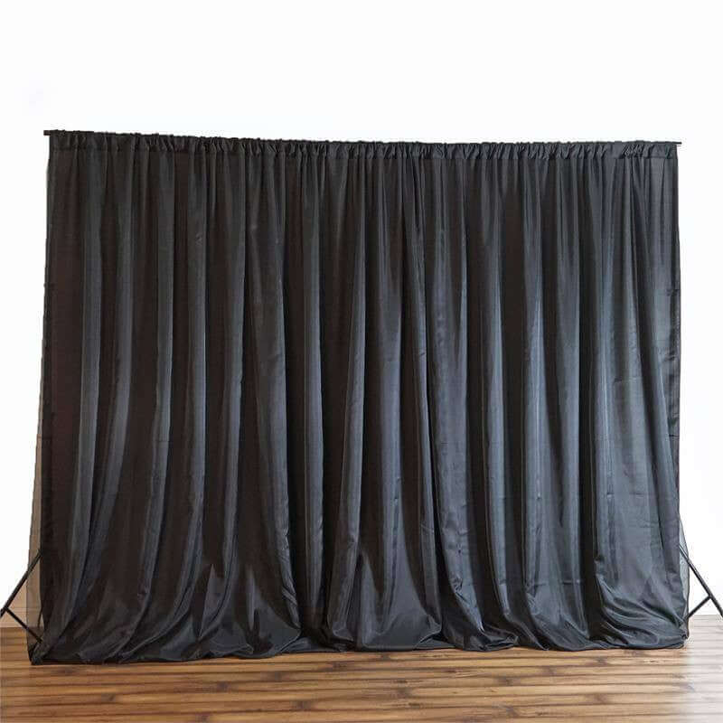 Black Chiffon Polyester Backdrop Drape Curtain, Dual Layer Event Divider Panel with Rod Pockets - 20ftx10ft - Image 7