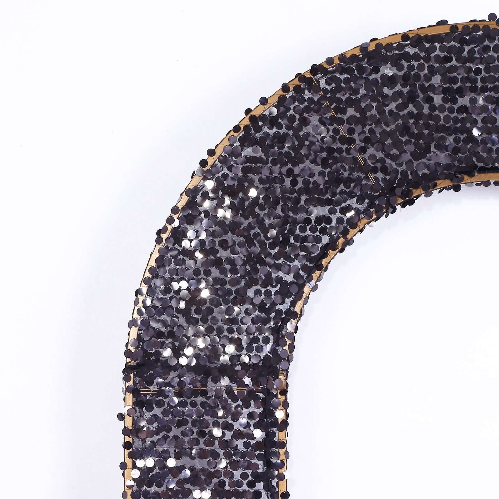 Black Double-Sided Big Payette Sequin Open Arch Backdrop Cover, U-Shaped Fitted Wedding Arch Slipcover 8ft - Image 8