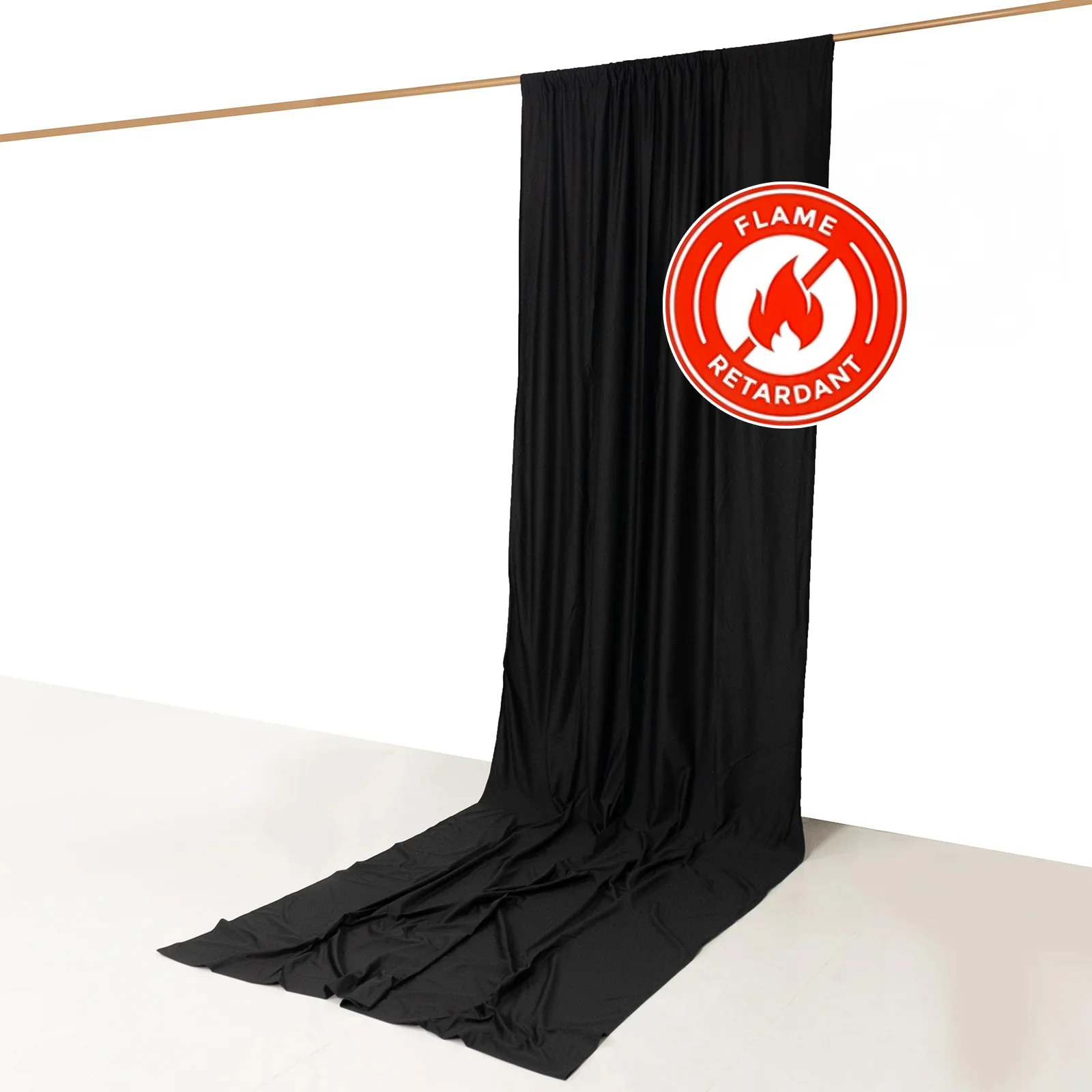 Black Scuba Polyester Backdrop Drape Curtain, Durable Flame Resistant Event Divider Panel Wrinkle Free With Rod Pockets - 5ftx14ft - Image 3