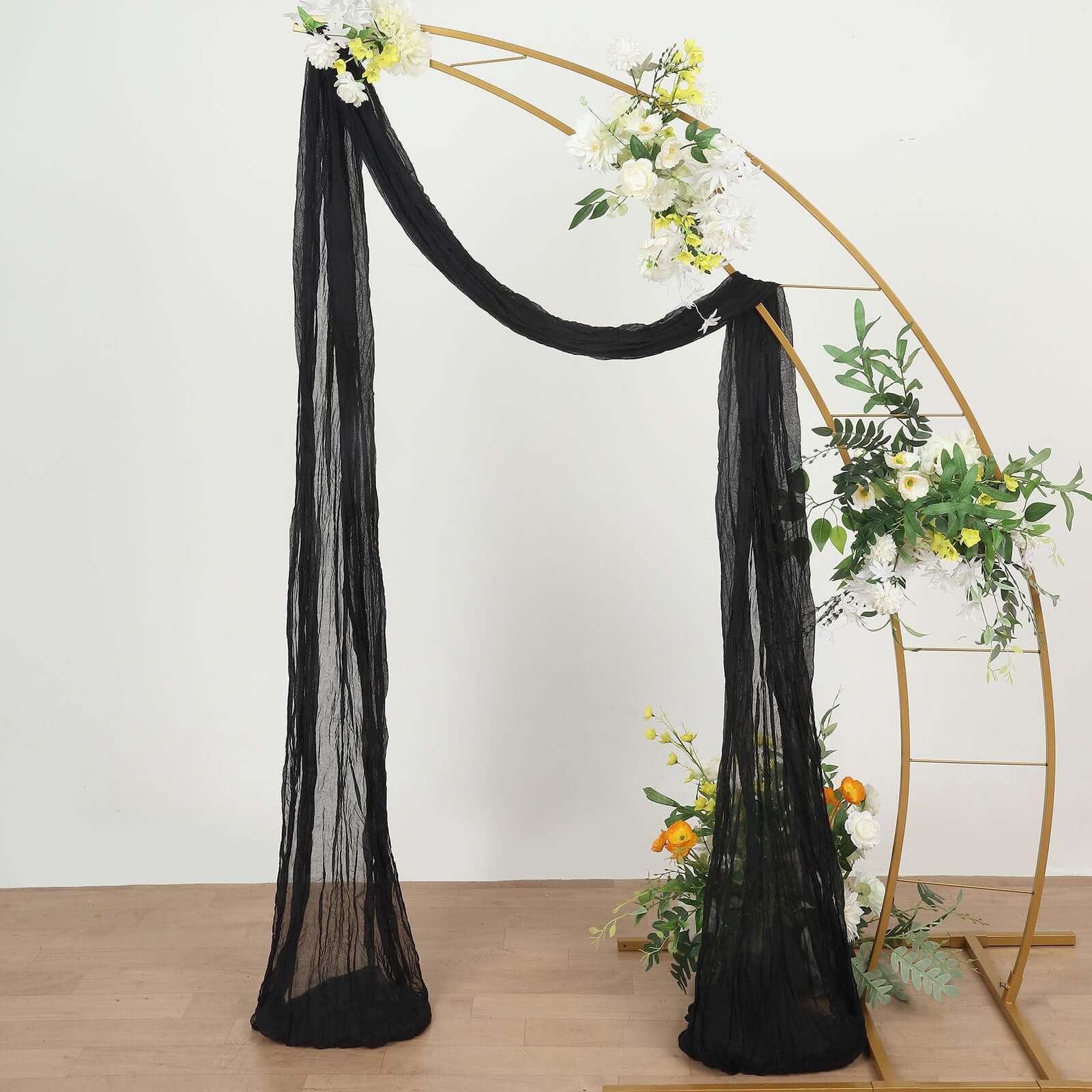 Black Gauze Cheesecloth Draping Fabric Wedding Arch Decorations, Window Scarf Valance Drapes, Boho Arbor Long Curtain Panel 20ft - Image 5