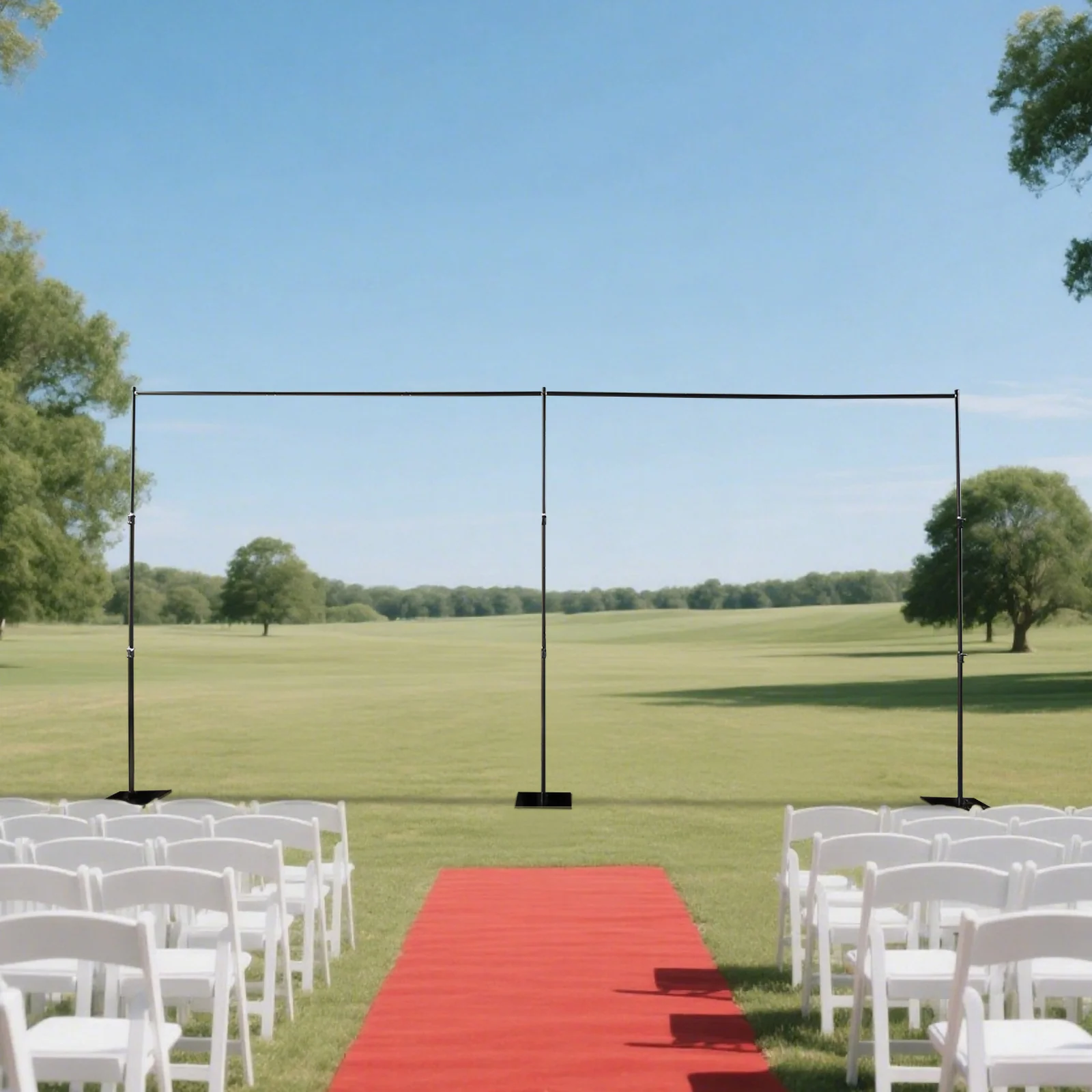Heavy Duty Metal Backdrop Stand – Black 10ft x 20ft Pipe & Drape Adjustable Photography Background Stand with 3 Flat Steel Bases