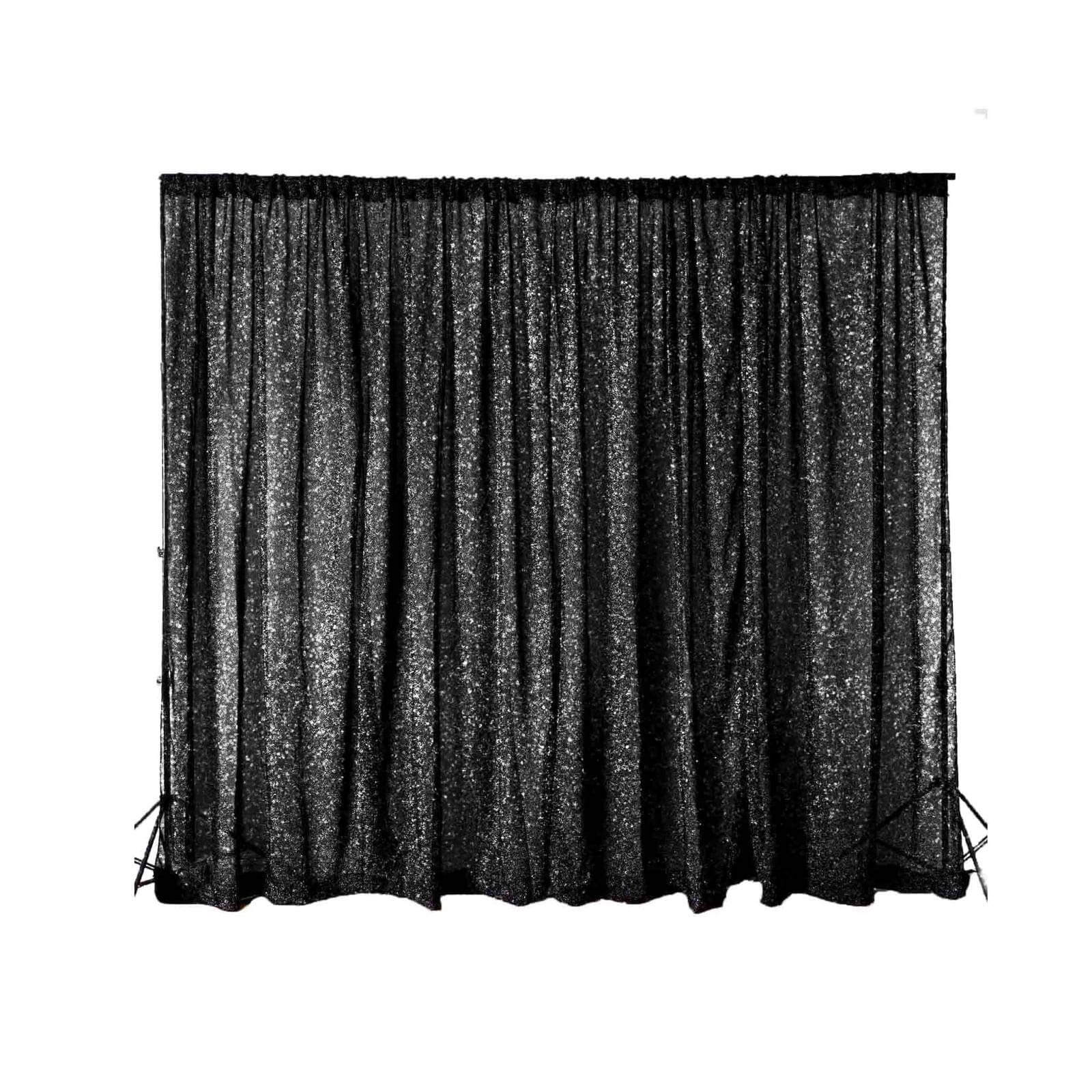 Black Metallic Shimmer Tinsel Backdrop Drape Curtain, Event Background Divider Panel - 20ftx10ft - Image 6