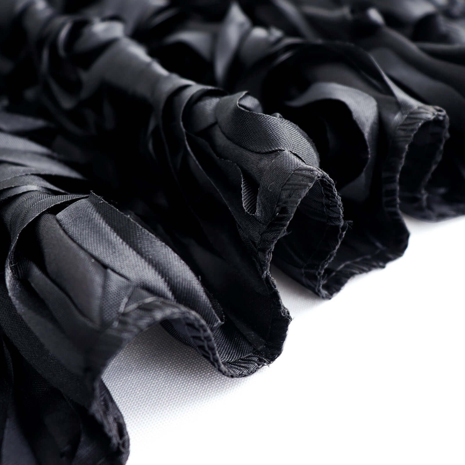 Black Satin Rosette Backdrop Drape Curtain, Photo Booth Event Divider Panel - 8ftx8ft - Image 3
