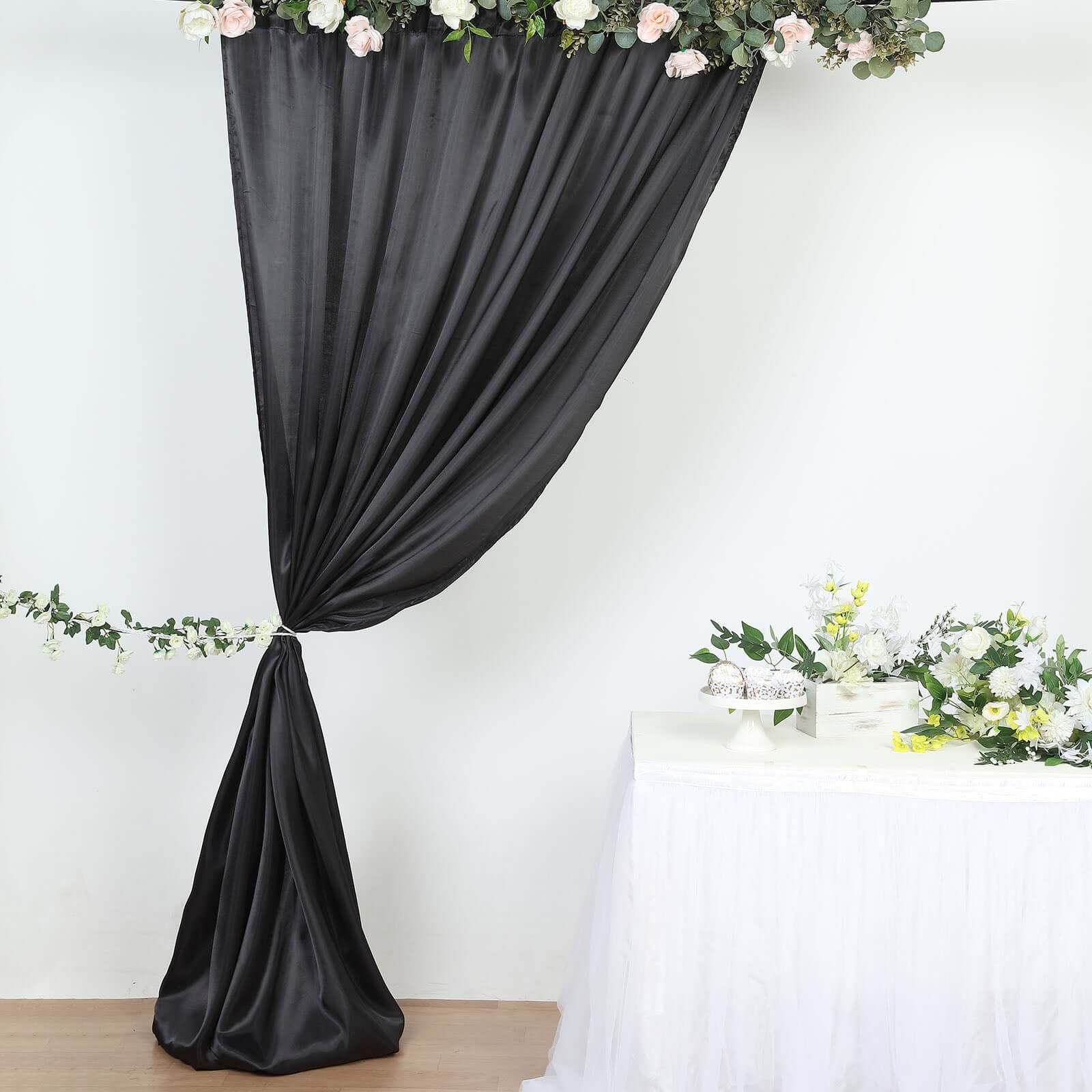 Black Satin Backdrop Drape Curtain, Photo Booth Event Divider Panel - 8ftx10ft - Image 7