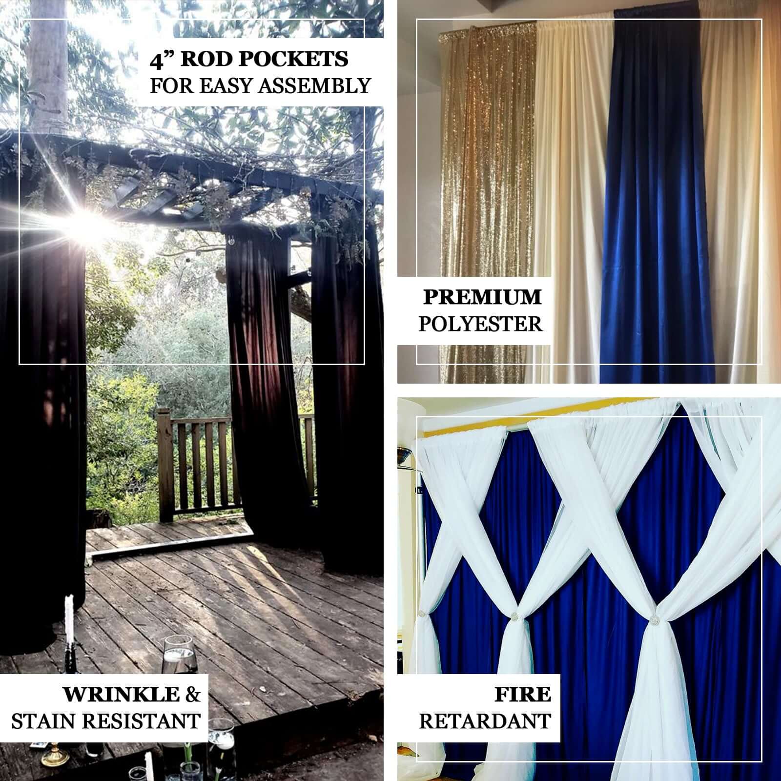 2 Pack 5ftx10ft Black Scuba Polyester Backdrop Drape Curtains, Durable Flame Resistant Event Divider Panels Wrinkle Free With Rod Pockets - Image 4