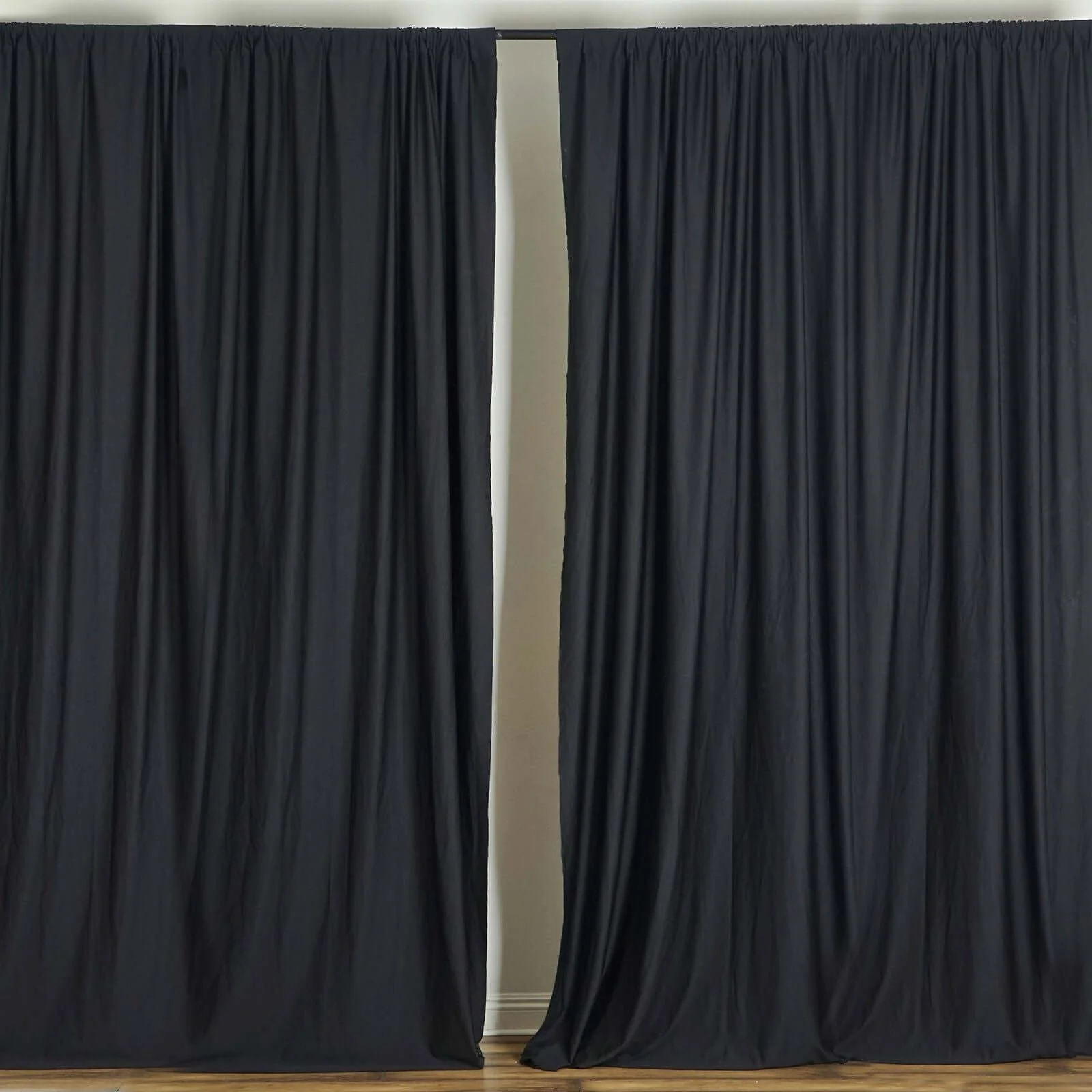 2 Pack 5ftx10ft Black Scuba Polyester Backdrop Drape Curtains, Durable Flame Resistant Event Divider Panels Wrinkle Free With Rod Pockets - Image 6