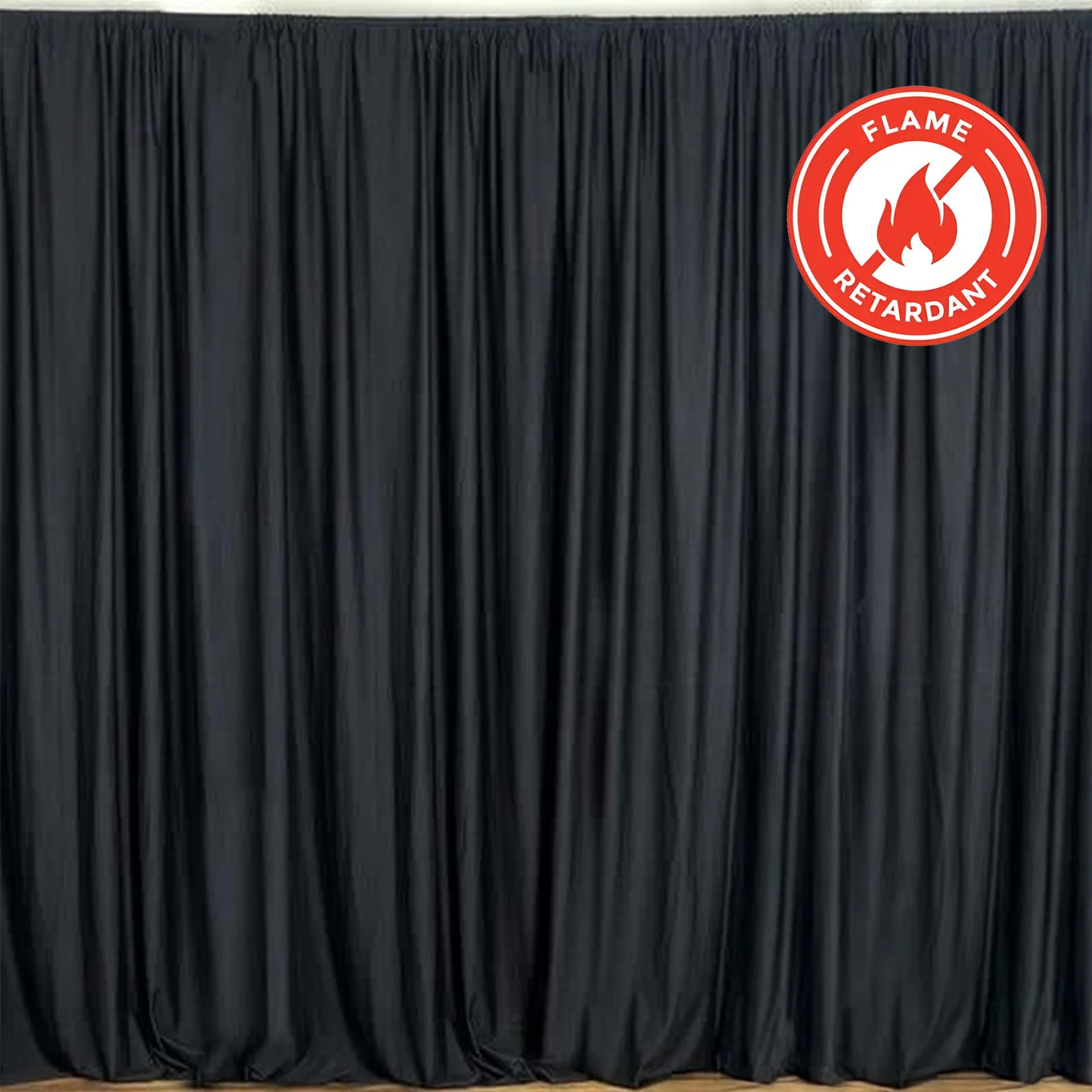2 Pack 5ftx10ft Black Scuba Polyester Backdrop Drape Curtains, Durable Flame Resistant Event Divider Panels Wrinkle Free With Rod Pockets - Image 8