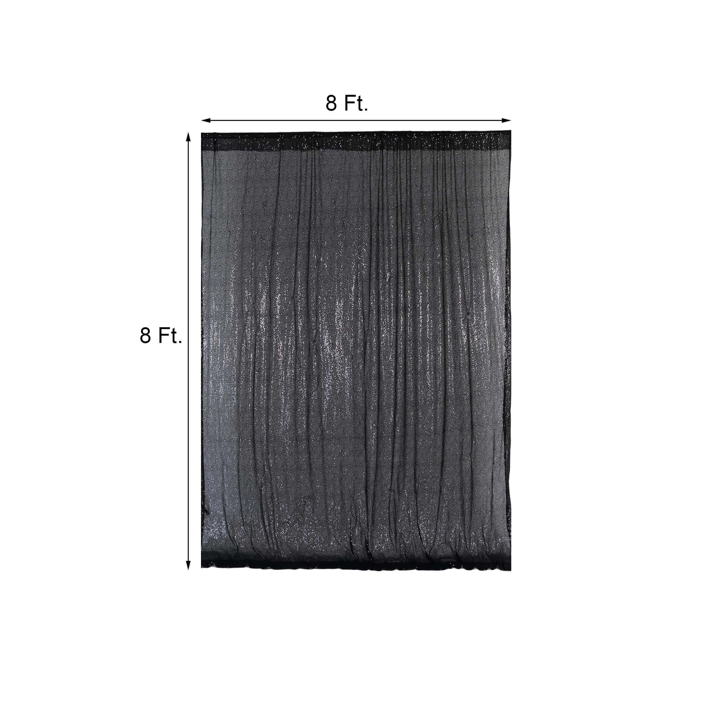Black Sequin Backdrop Drape Curtain, Photo Booth Event Divider Panel - 8ftx8ft - Image 3