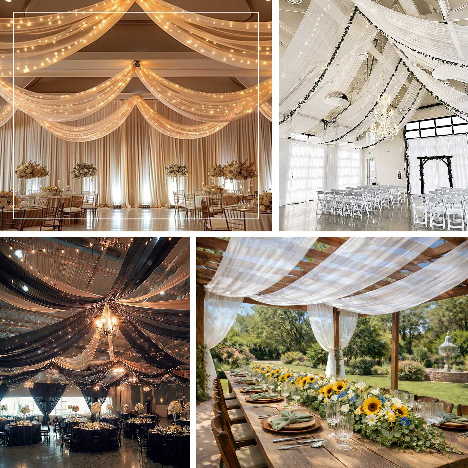 Black Sheer Ceiling/Curtain Draping Panels Durable Flame Resistant Fabric 10ftx30ft - Image 5