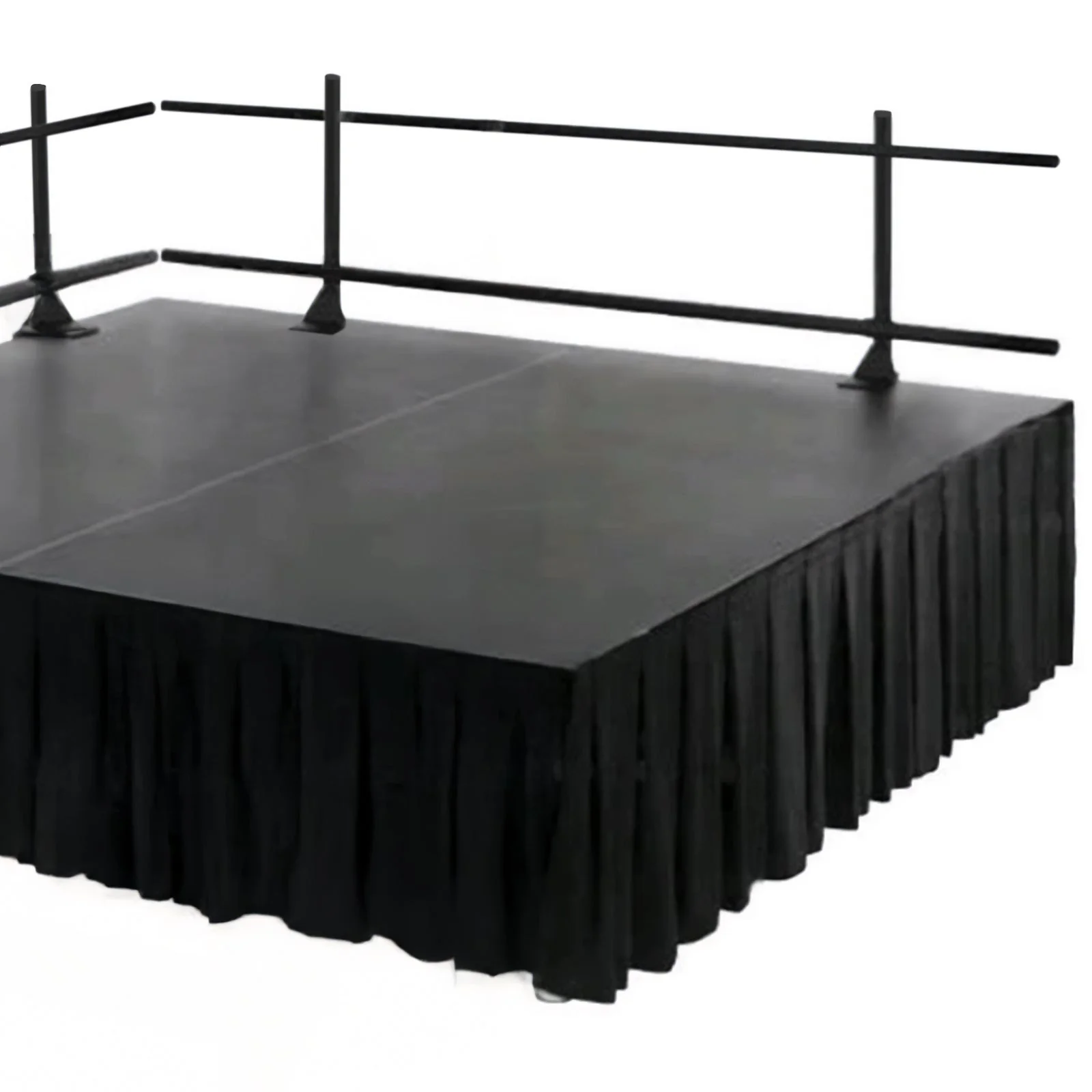 Portable Stage Skirting Polyester Shirred Pleat Stage Cover for Wedding Platform Black - 16"x10ft - Image 3