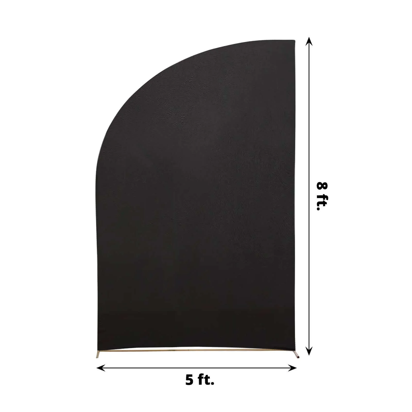 Black Spandex Fitted Chiara Backdrop Stand Cover For Half Moon Top Wedding Arch - 8ft - Image 3