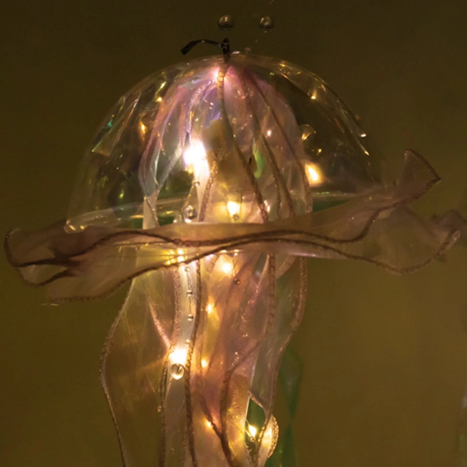 6 Pack Blue Purple Jelly Fish LED Lantern Hanging Lights, 3 Flashing Modes Organza Ribbon Jellyfish Lamp Mermaid Theme Party Decor - 17" - Image 8