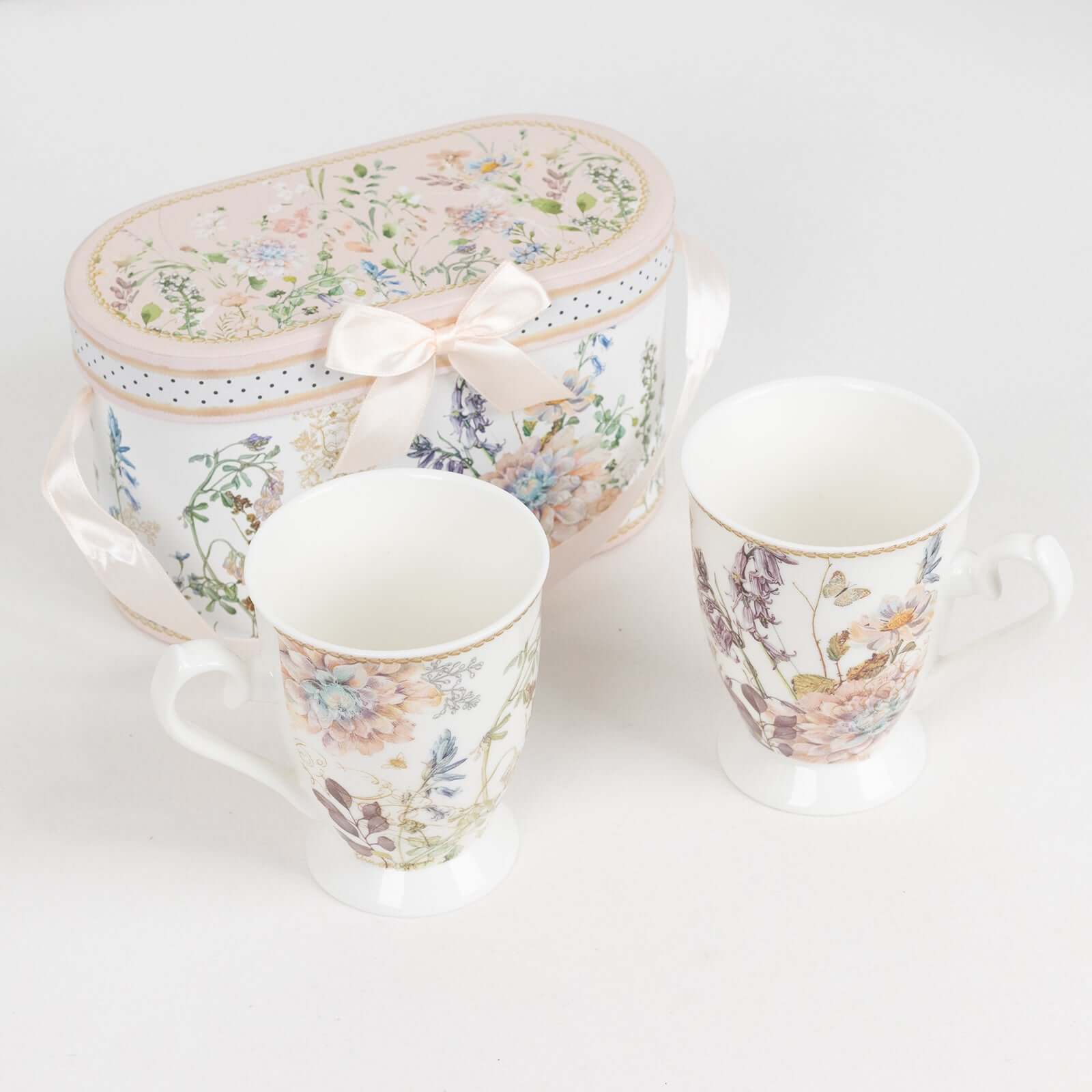 Blush Floral Design Bridal Shower Gift Set, 2 Pack Porcelain Coffee Mugs With Matching Keepsake Gift Box and Satin Ribbon Handle - Image 11