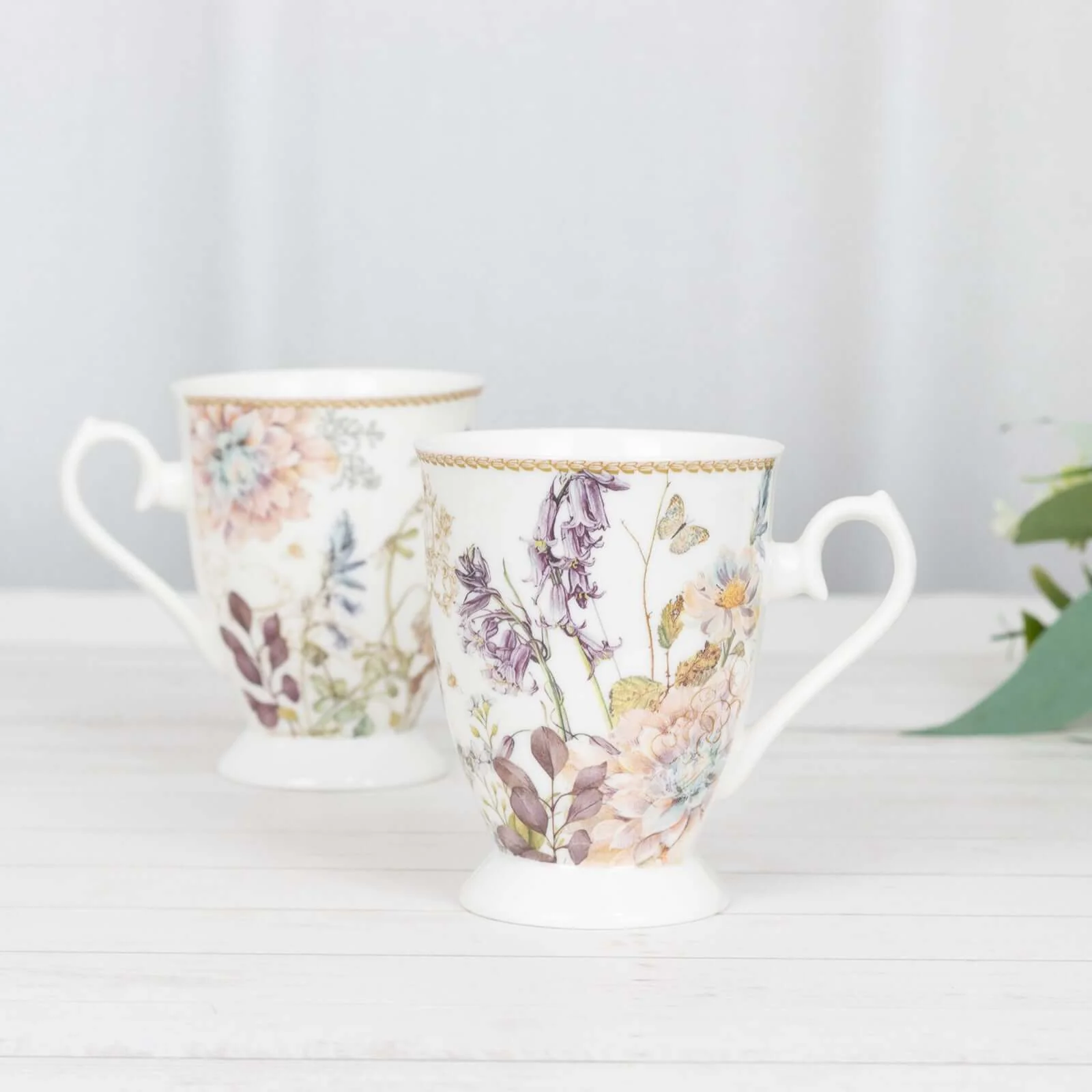 Blush Floral Design Bridal Shower Gift Set, 2 Pack Porcelain Coffee Mugs With Matching Keepsake Gift Box and Satin Ribbon Handle - Image 5