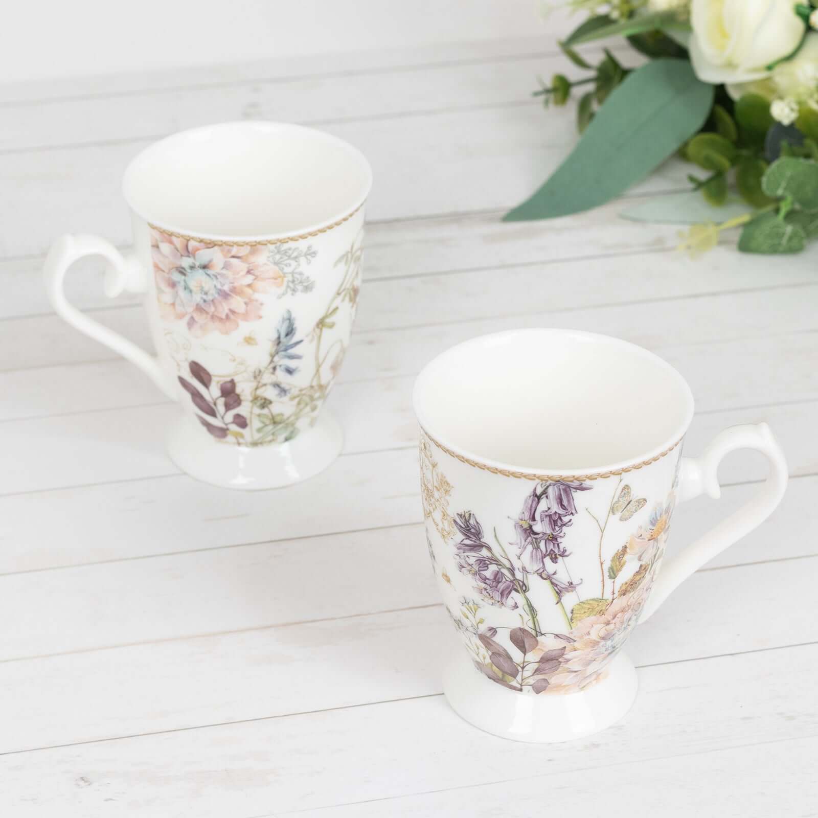 Blush Floral Design Bridal Shower Gift Set, 2 Pack Porcelain Coffee Mugs With Matching Keepsake Gift Box and Satin Ribbon Handle - Image 6
