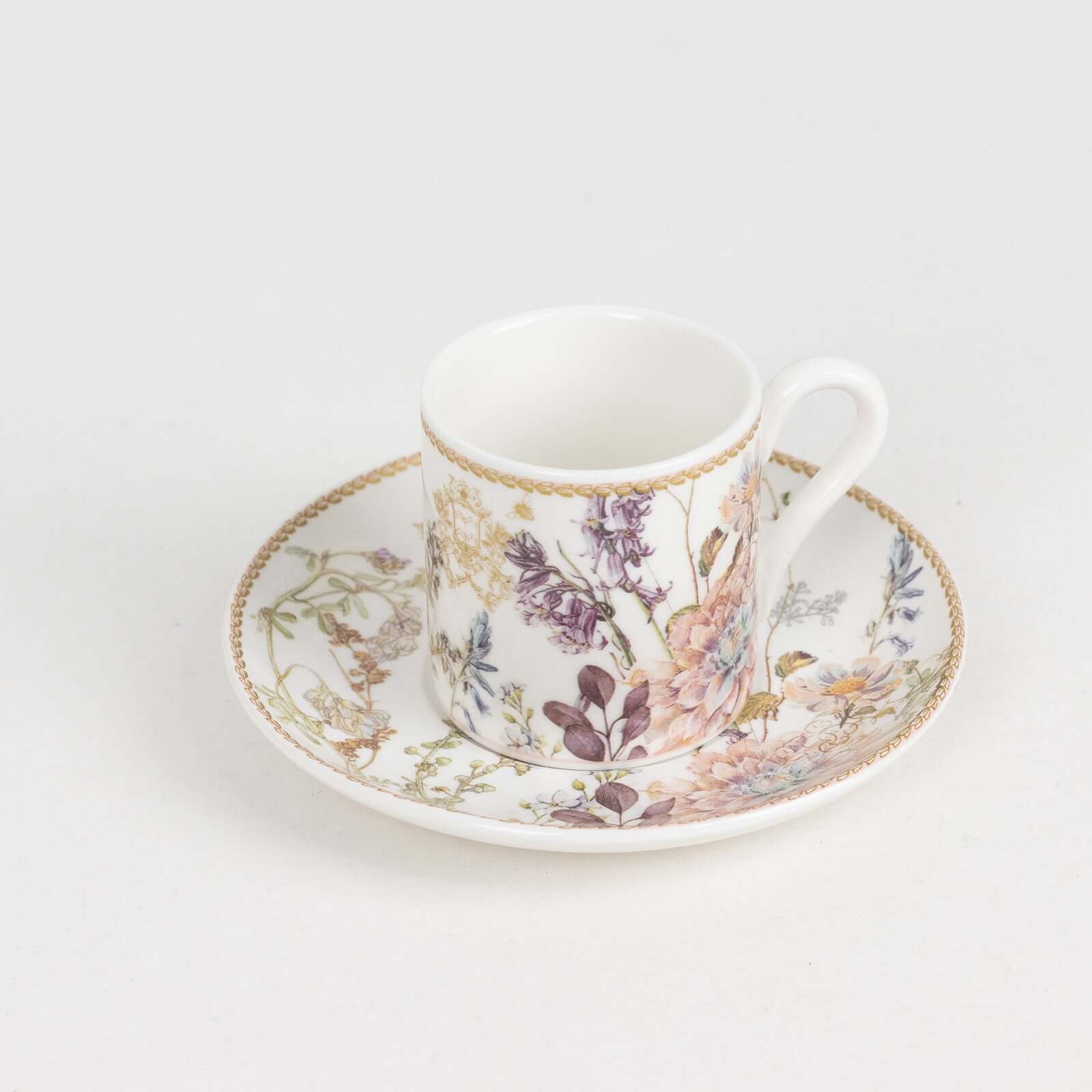 Blush Floral Design Bridal Shower Gift Set, Set of 2 Porcelain Espresso Cups and Saucers with Matching Gift Box - Image 10