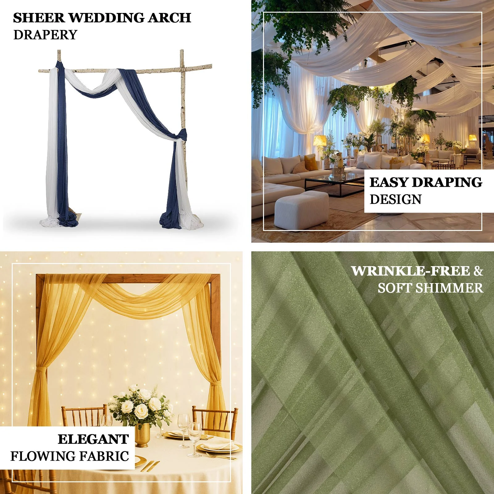Sheer Wedding Arch Drape – 5ftx14ft Blush Sheer Curtain Backdrop, Ceiling Drapery Panel - Image 4