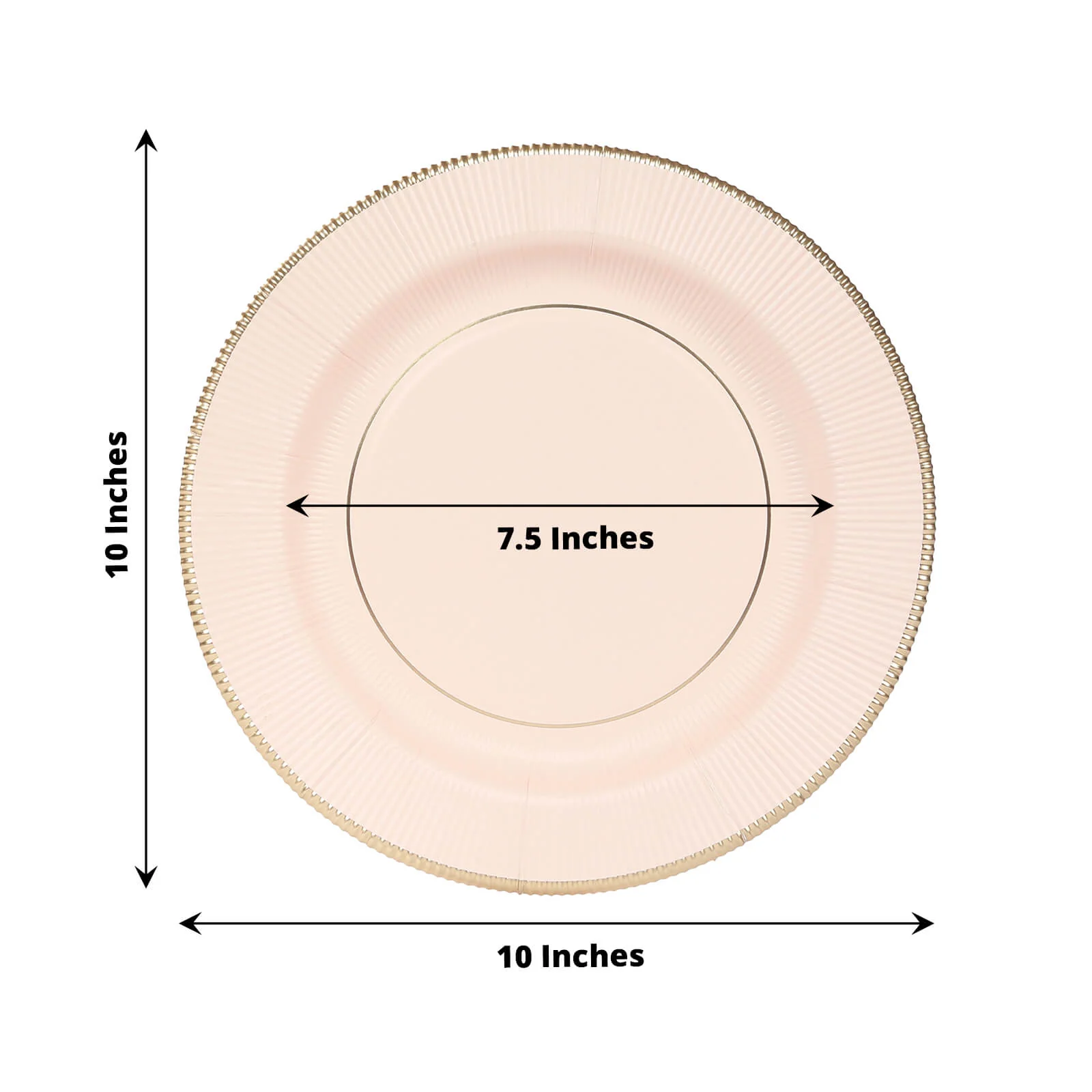 25-Pack Paper Round Dinner Plates 10" Blush Sunray Design with Gold Rim - 350GSM Heavy Duty Disposable Party Plates - Image 2