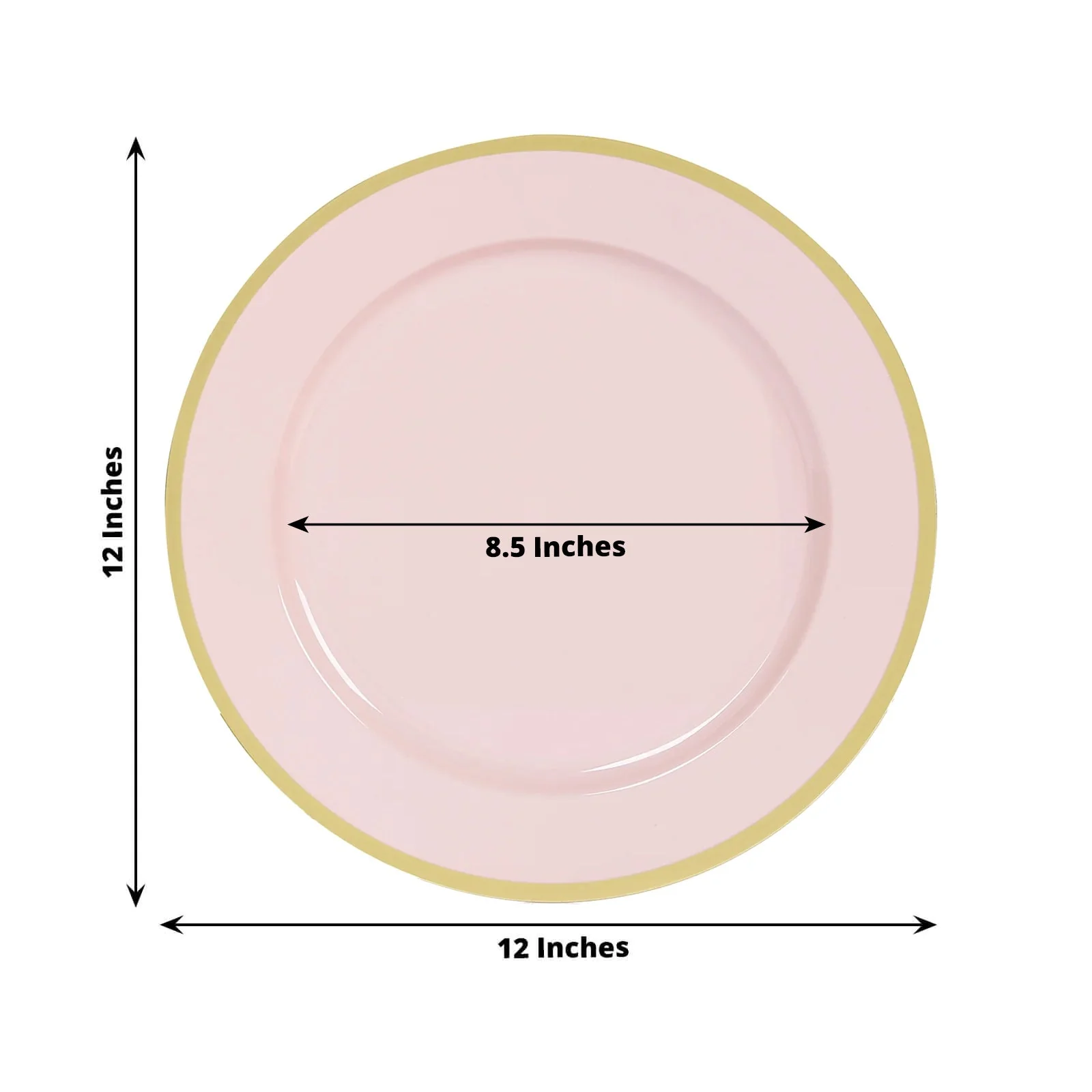 10-Pack Economy Plastic Charger Plates 12" Round Blush with Wide Gold Rim - Dinner Party Serving Plates - Image 3