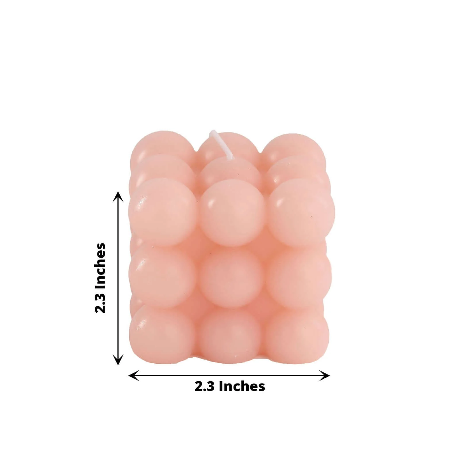 2-Pack Decorative Paraffin Wax Candles 2" Bubble Cube Design Blush - Unscented Long Burning Pillar Candle Set - Image 3