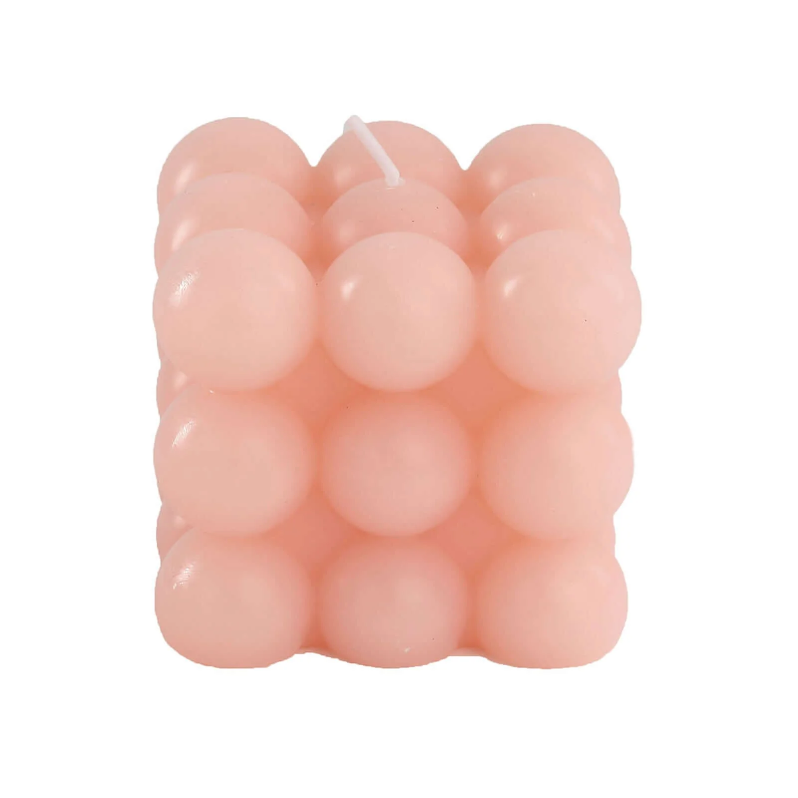 2-Pack Decorative Paraffin Wax Candles 2" Bubble Cube Design Blush - Unscented Long Burning Pillar Candle Set - Image 7