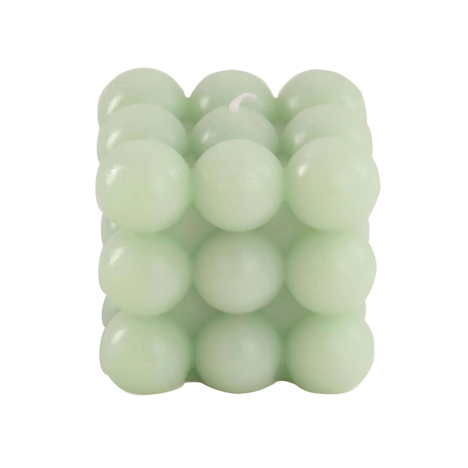 2-Pack Decorative Paraffin Wax Candles 2" Bubble Cube Design Sage Green - Unscented Long Burning Pillar Candle Set - Image 6