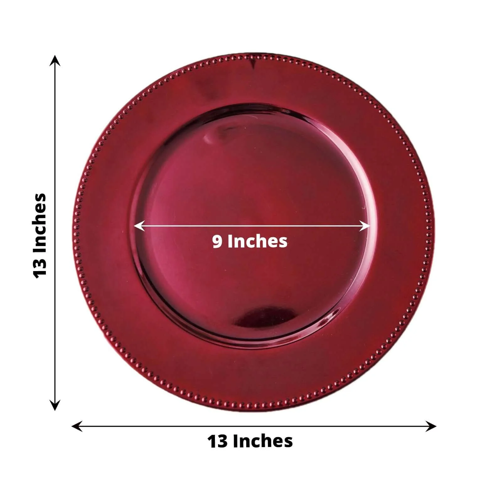 6-Pack Acrylic Charger Plates 13" Round Burgundy Beaded Rim - Dinner Charger Tabletop Decor - Image 3