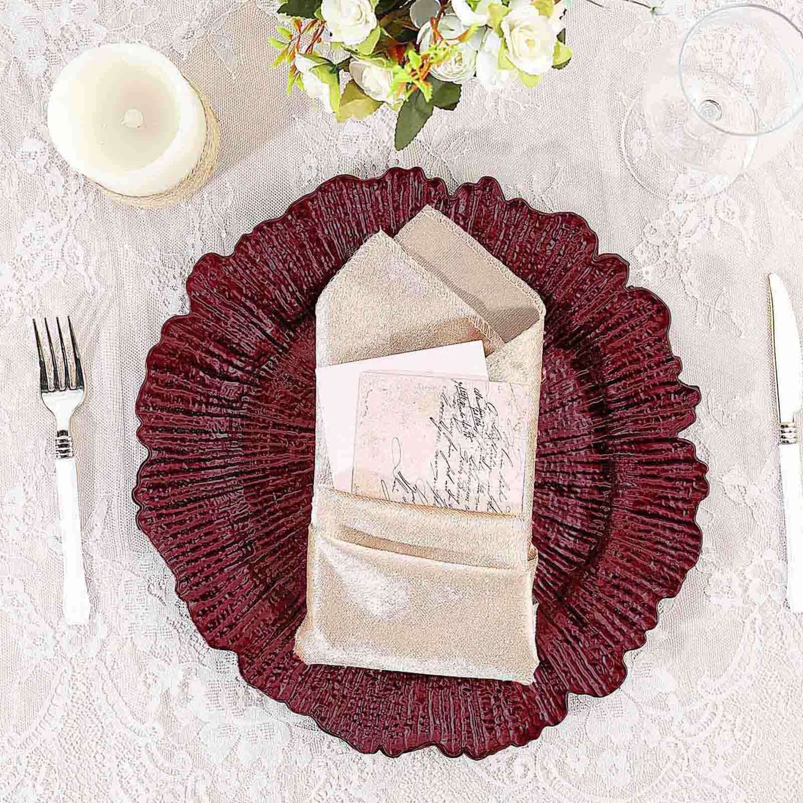 6-Pack Acrylic Plastic Charger Plates 13" Round Burgundy Reef Design - Decorative Dinner Charger Tableware - Image 8