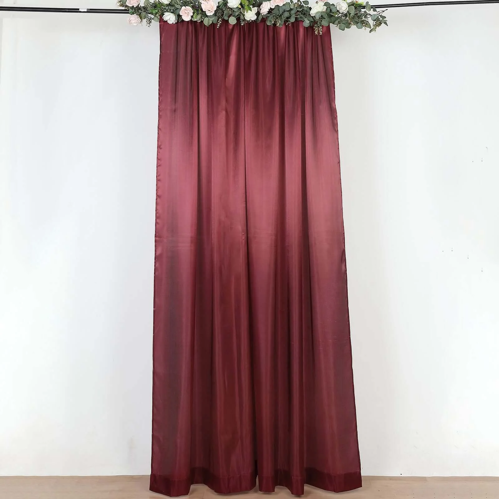 Burgundy Satin Backdrop Drape Curtain, Photo Booth Event Divider Panel - 8ftx10ft - Image 6
