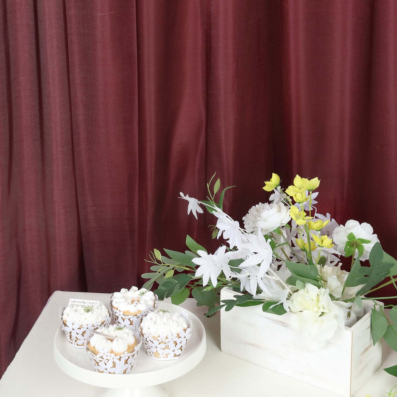 Burgundy Satin Backdrop Drape Curtain, Photo Booth Event Divider Panel - 8ftx10ft - Image 8