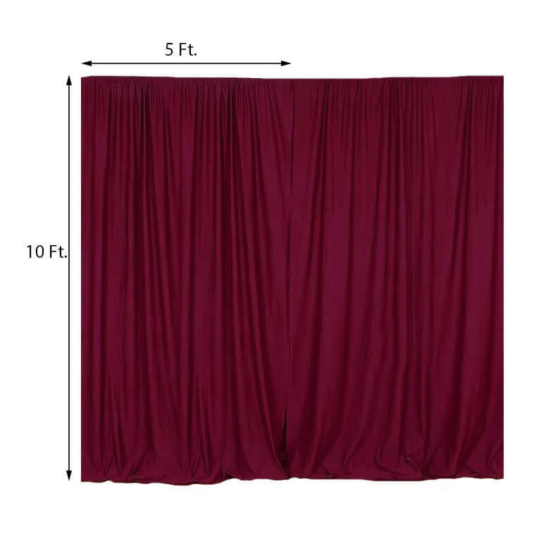 2 Pack 5ftx10ft Burgundy Scuba Polyester Backdrop Drape Curtains, Durable Flame Resistant Event Divider Panels Wrinkle Free With Rod Pockets - Image 3